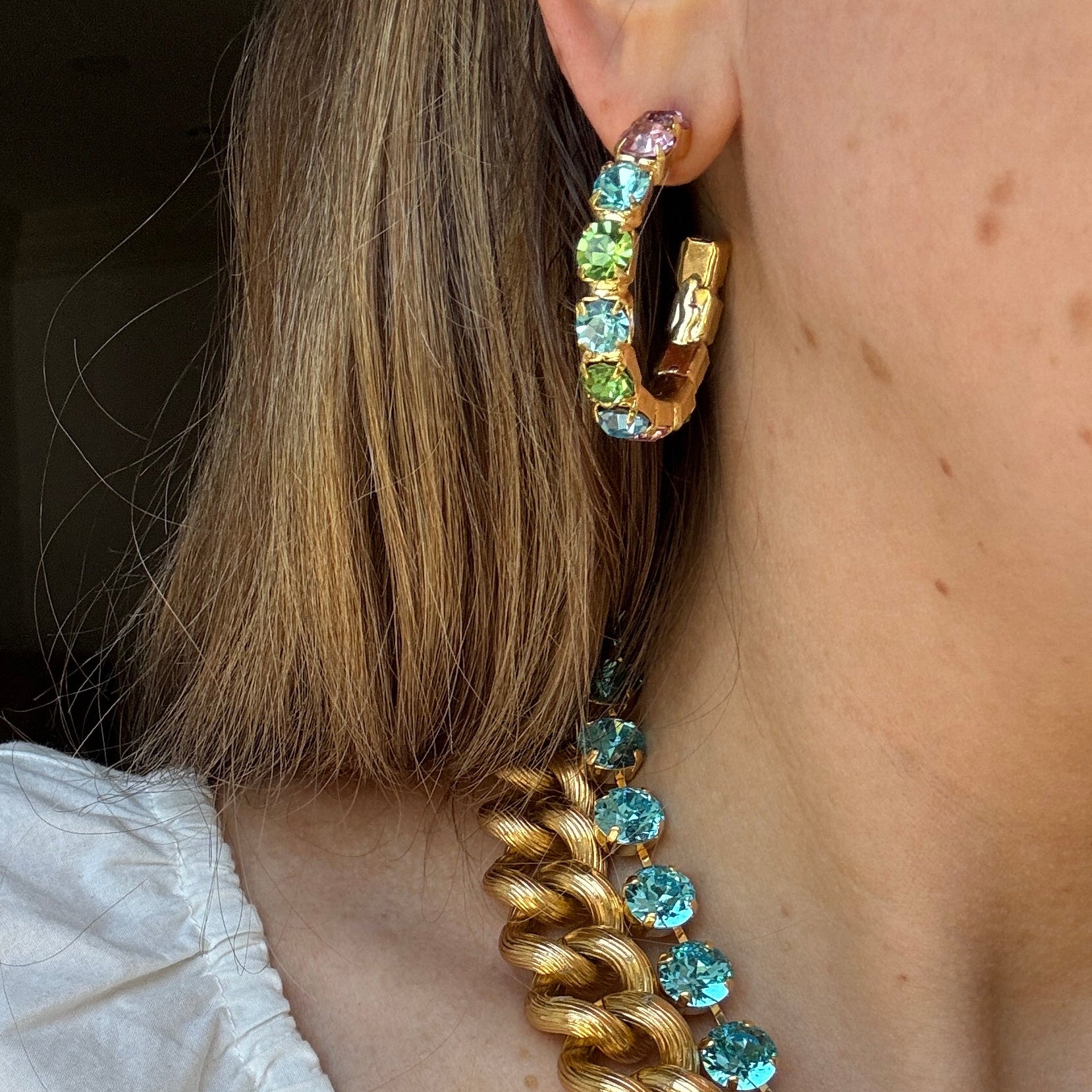 Daphne Multi Crystal Hoops