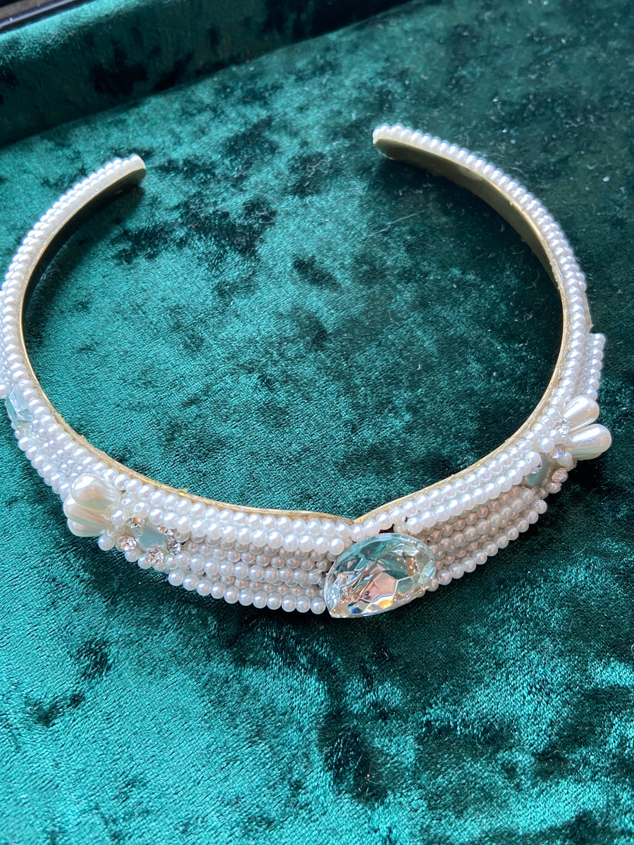 80s Pearl & Jewel Collar Necklace