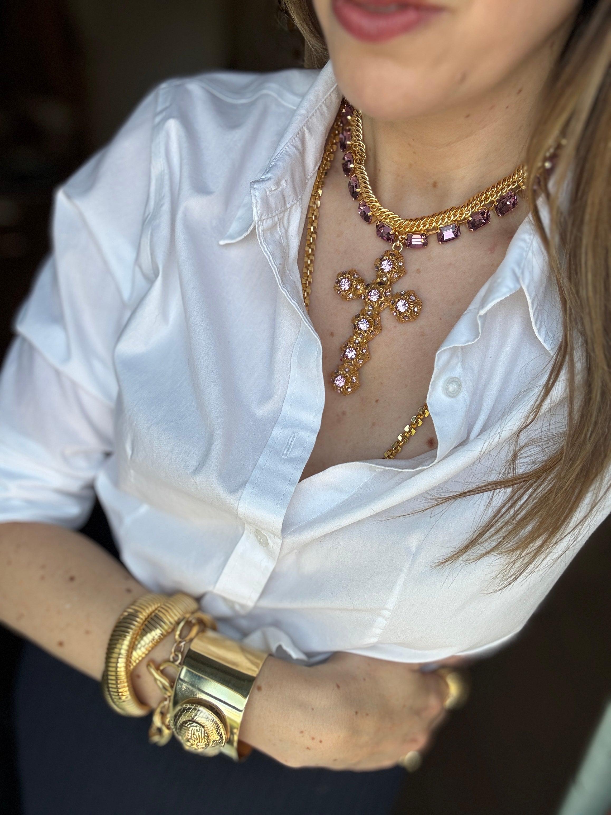Chloe Crystal Gold Chain Choker Five  Colors