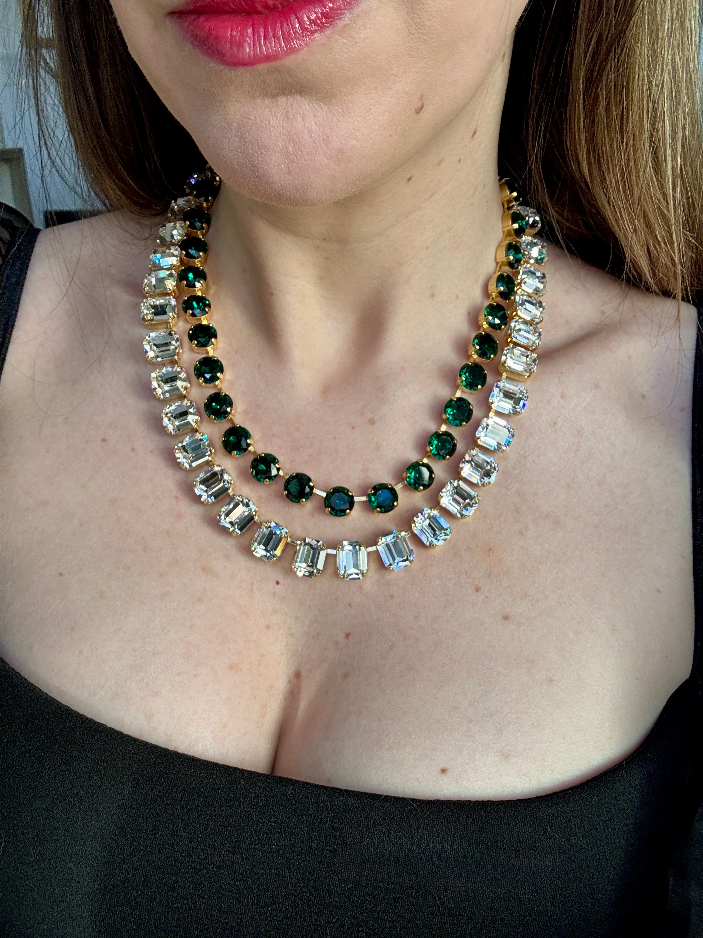 Emerald Green Crystal Riviera Necklace