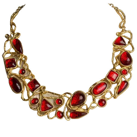 Vintage Designer Dolce Vita Red Mogul Collar Necklace