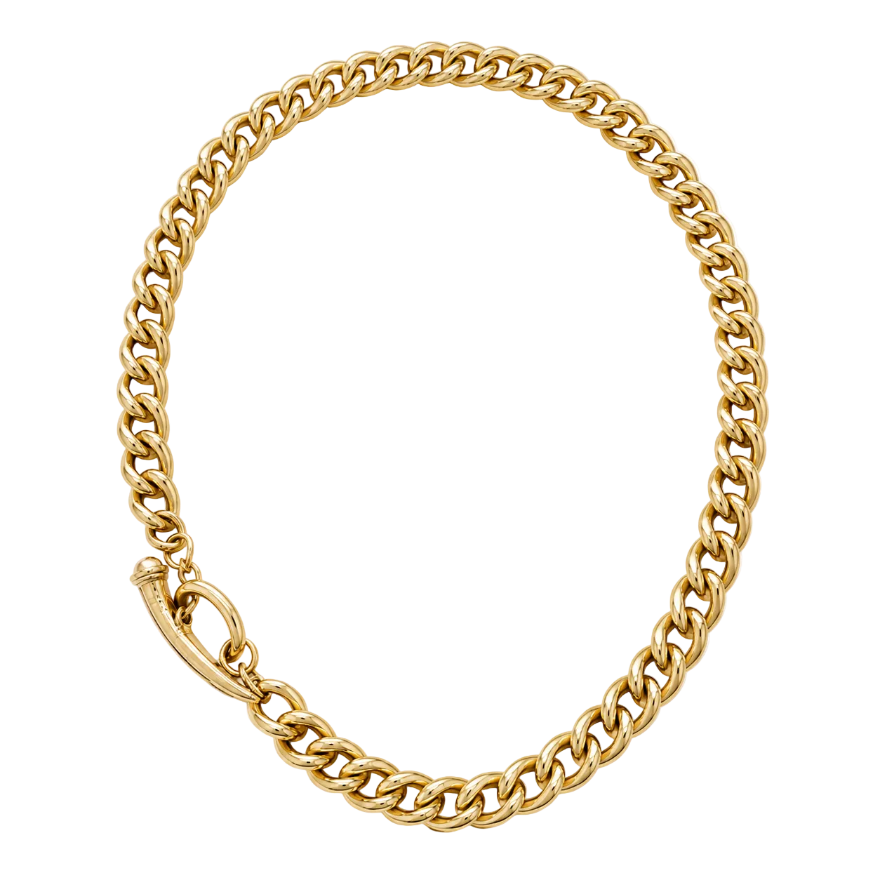 Vintage Gold Chain Necklace With Horn Toggle