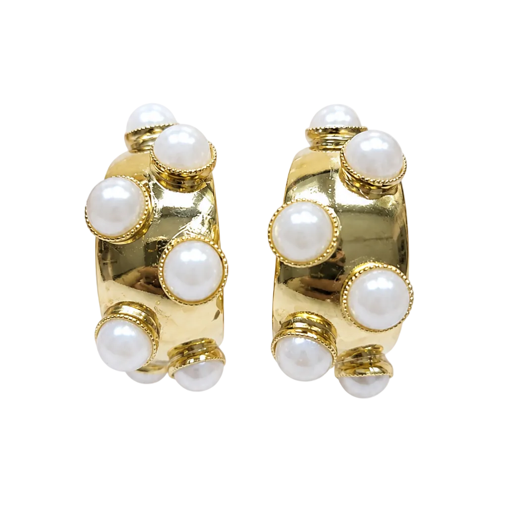 Audrey Pearl Hoop Earrings