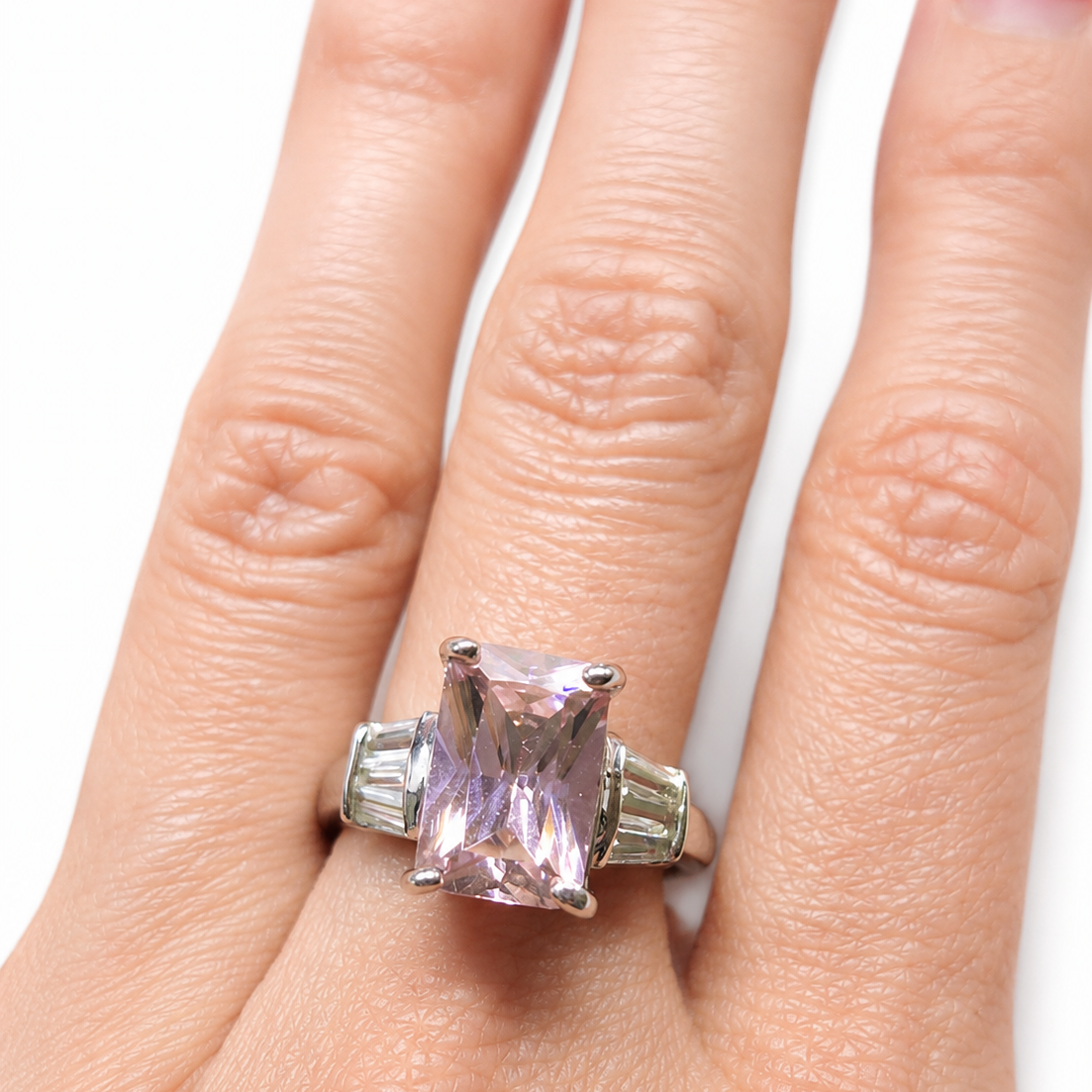 Vintage Pink Crystal Ring Size 7.75