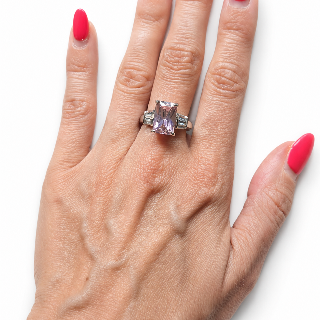 Vintage Pink Crystal Ring Size 7.75