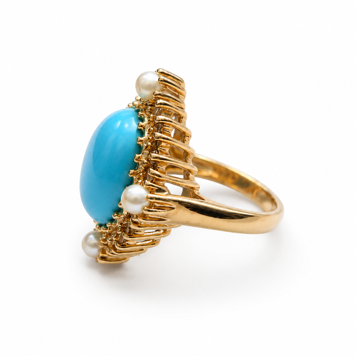 Vintage Turquoise Cabochon Ring Size 5