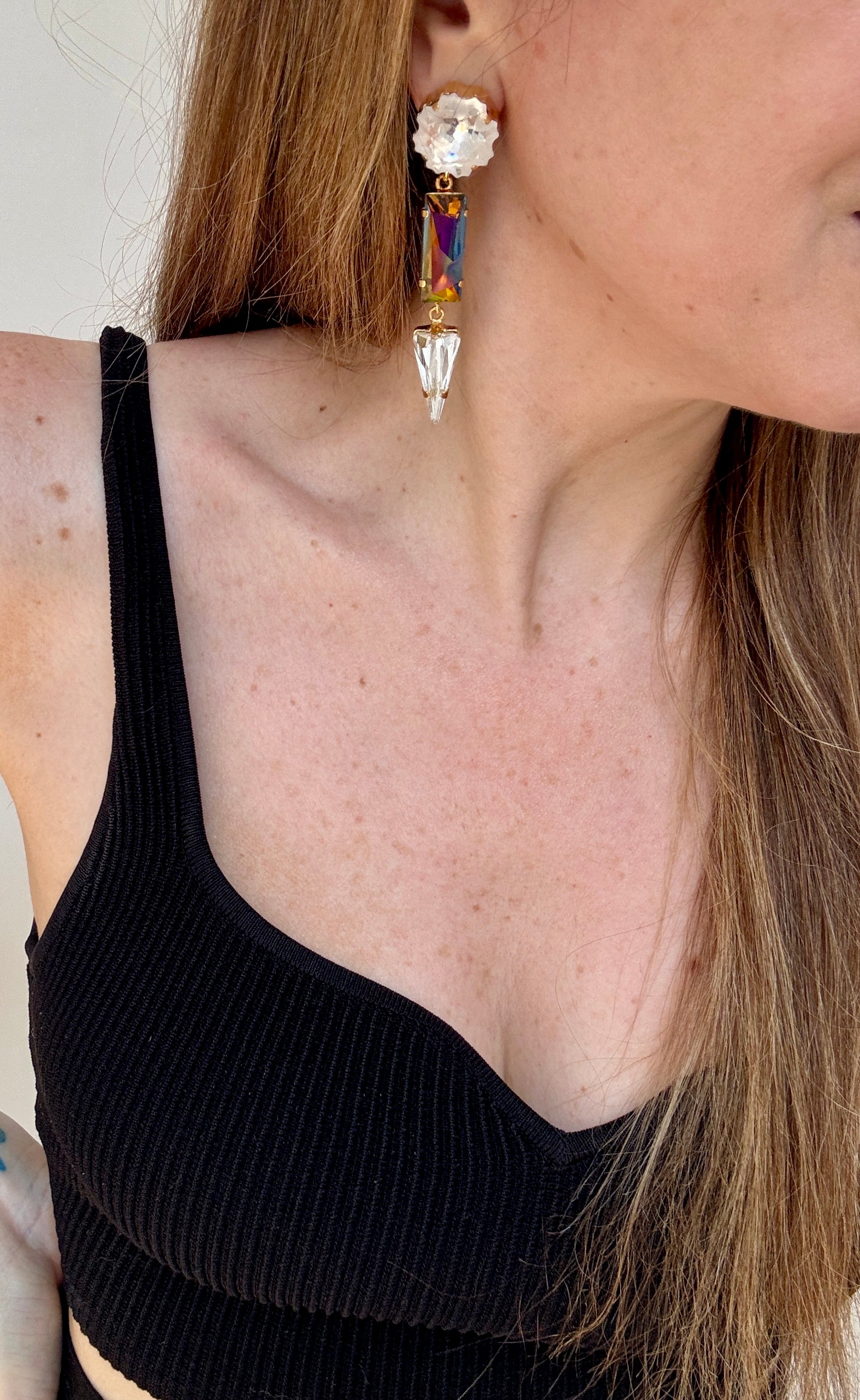 Jean Paul Gautier Crystal  Drop Post Earrings
