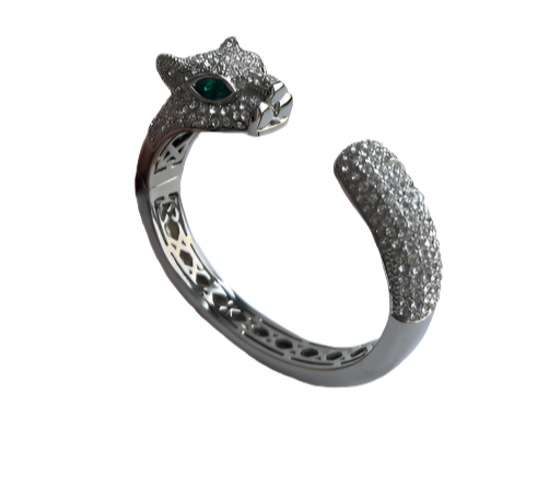 Sparkling Silver Crystal Panther Bracelet