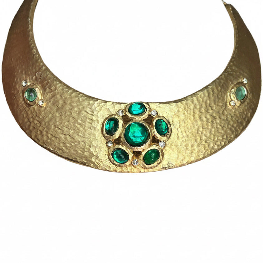 Vintage Kenneth Lane Mogul Green Flower Gold Collar