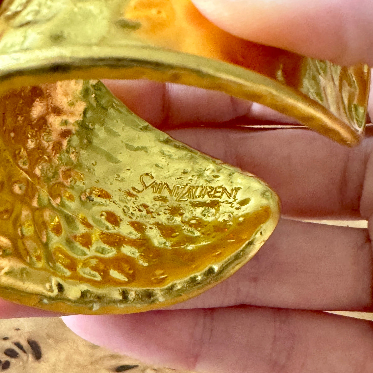 Vintage Signed Saint Laurent Gold-Tone Cuff