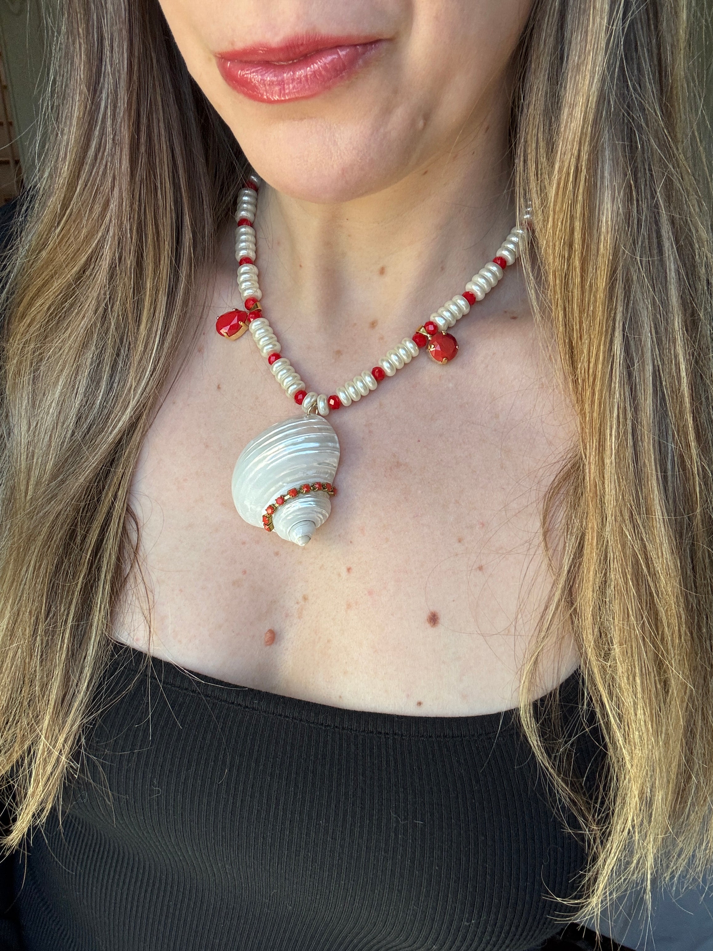 Pearl and Shell Statement Necklace