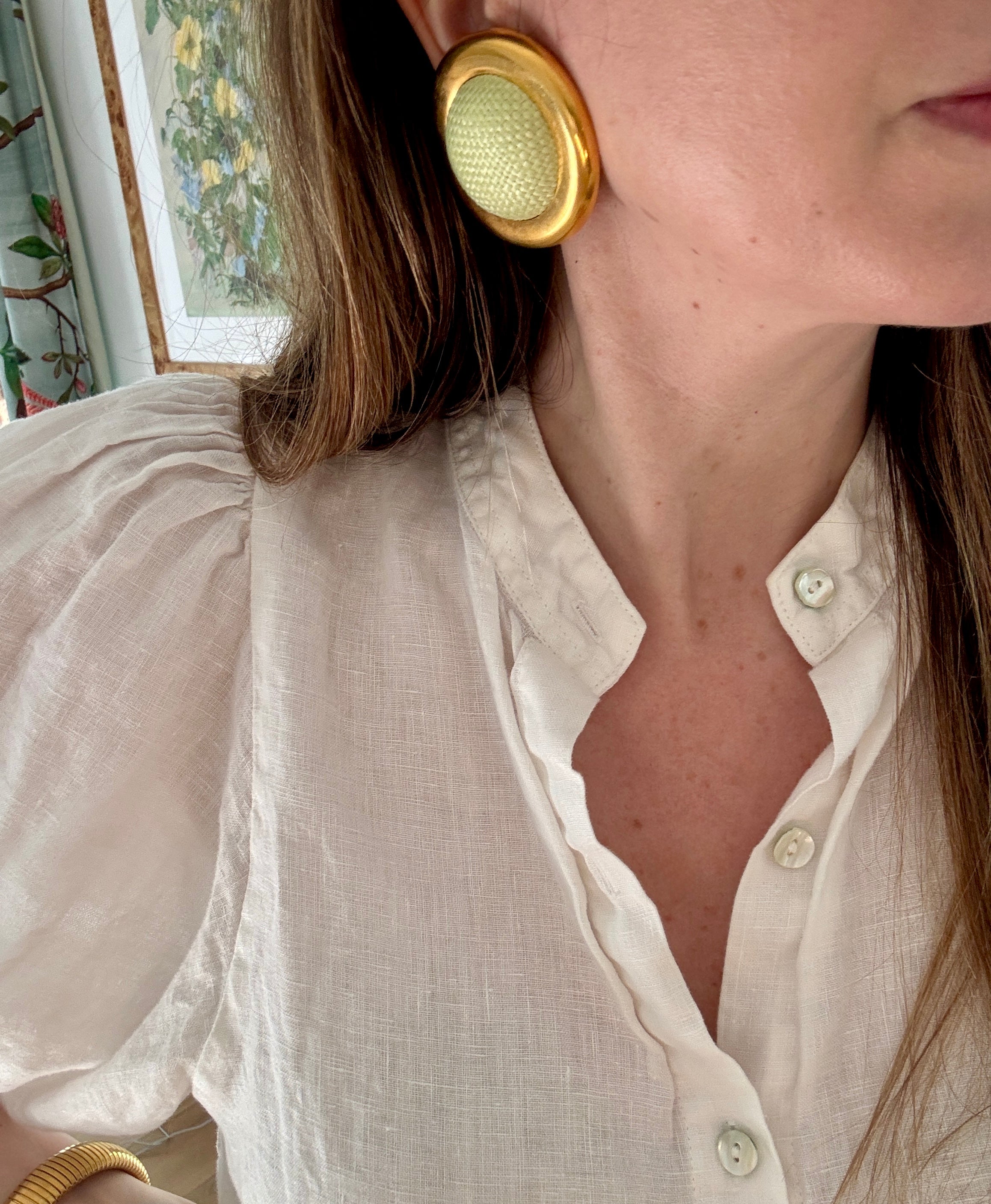 Vintage 90s Designer Celine Earrings Green Pink or Purple