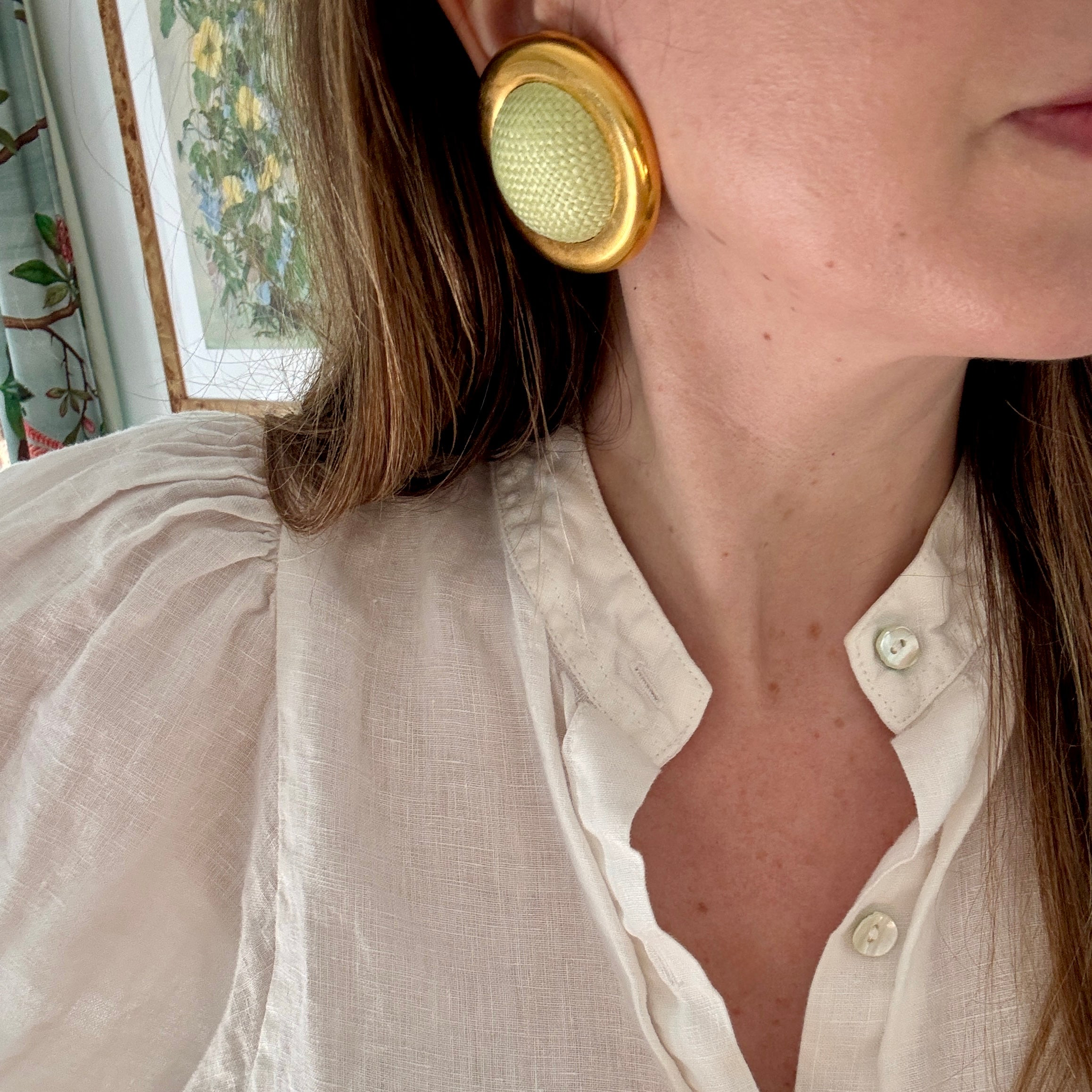 Vintage 90s Designer Celine Earrings Green Pink or Purple