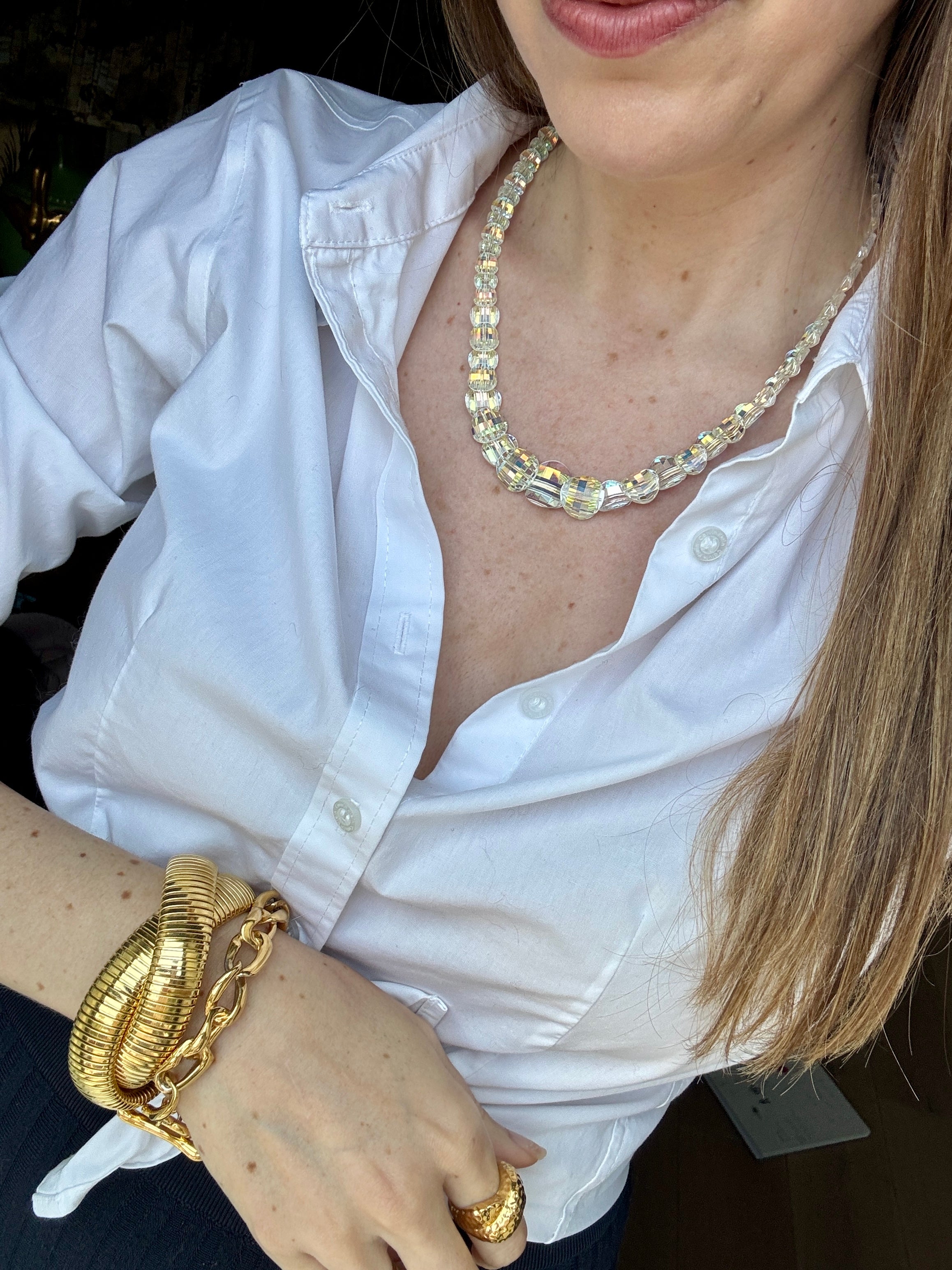 Vintage 1950s Aurora Faceted Crystal Necklace