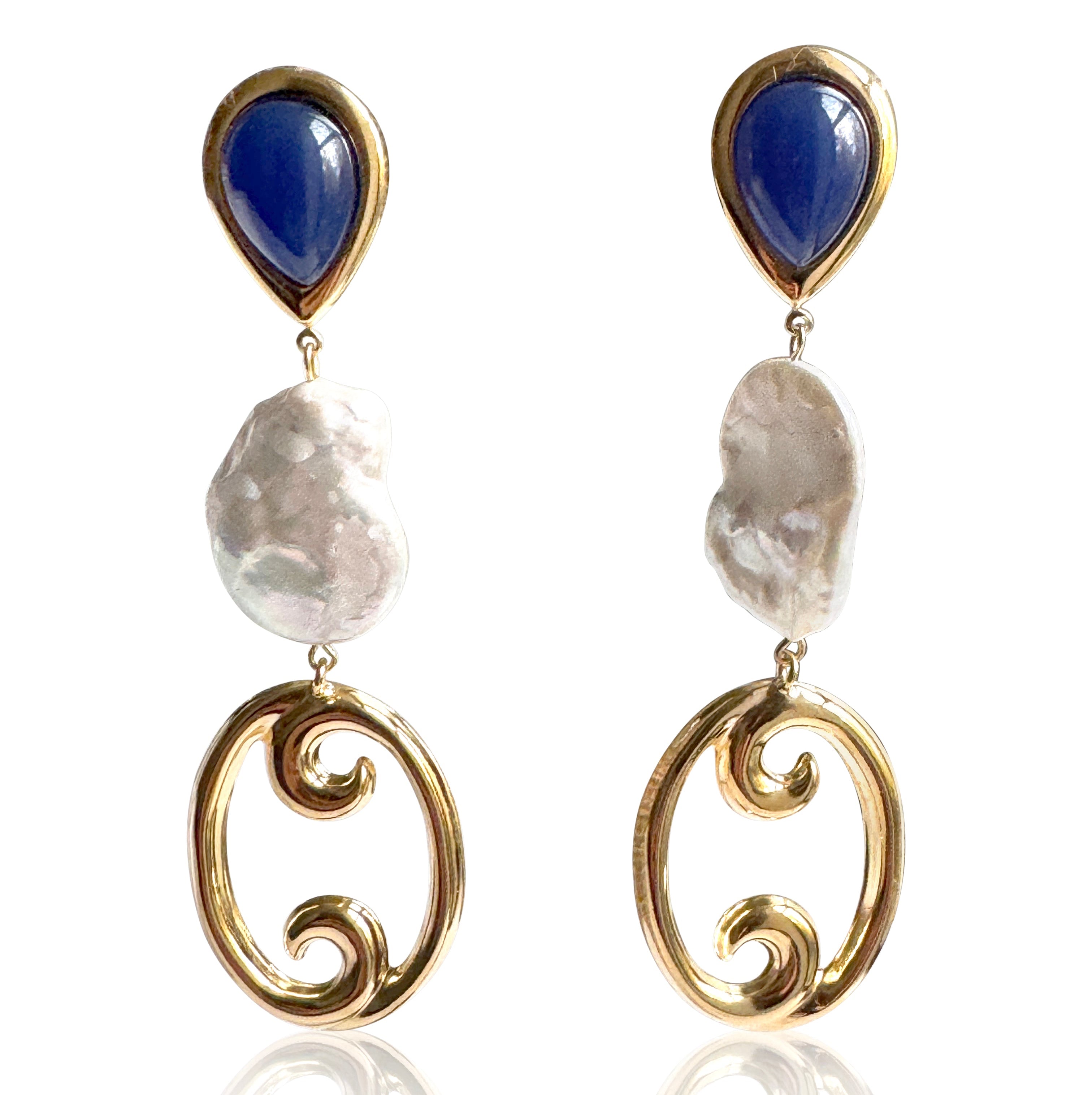 アクセサリー All blues Pearl earring 24k gold vermeil Serena Blue Baroque Pearl Earrings