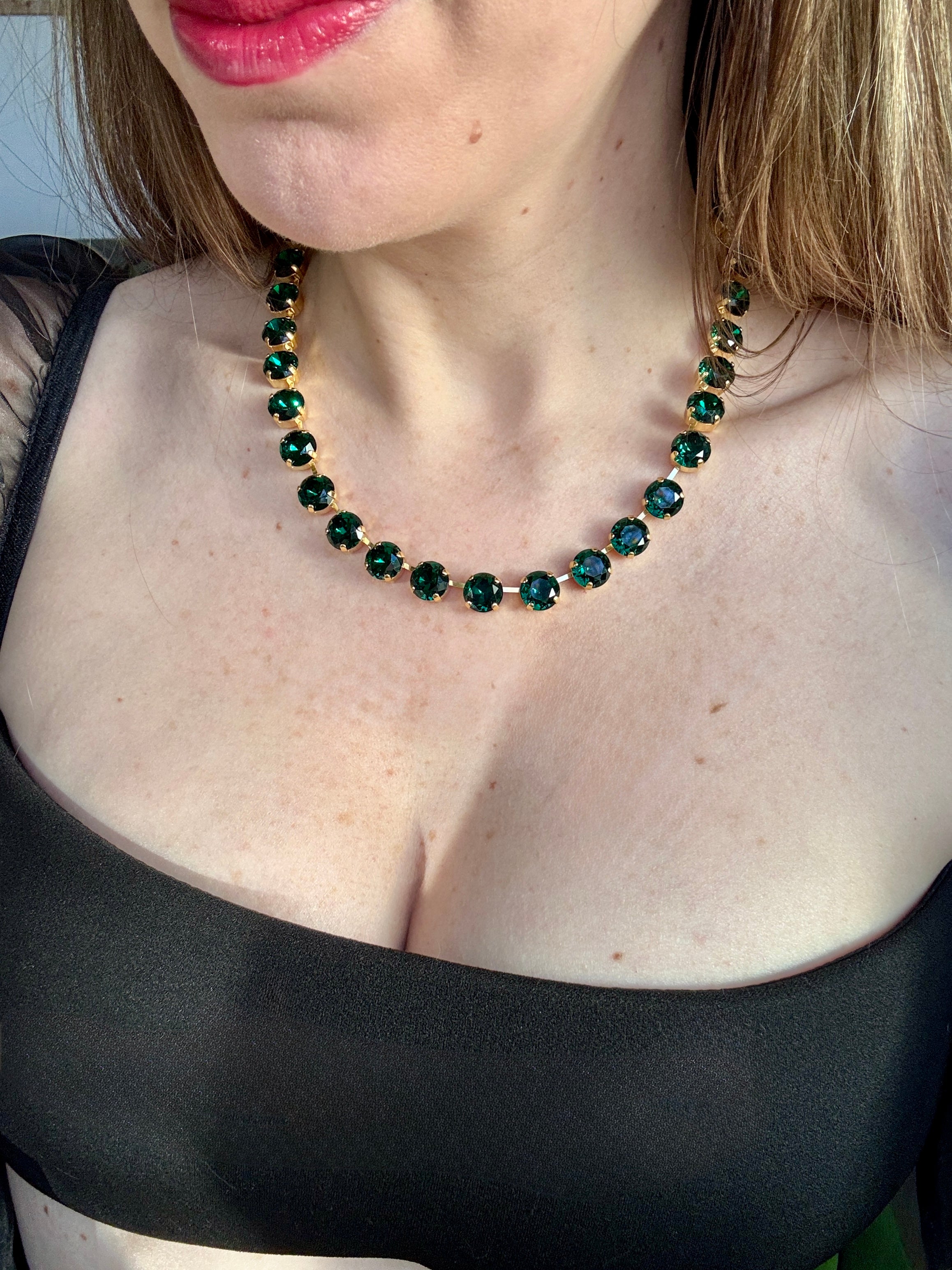 Emerald Green Crystal Riviera Necklace