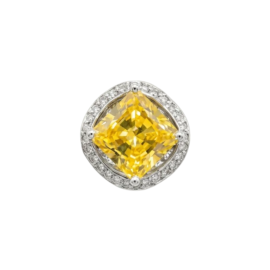 Yellow Crystal Sterling Silver Ring