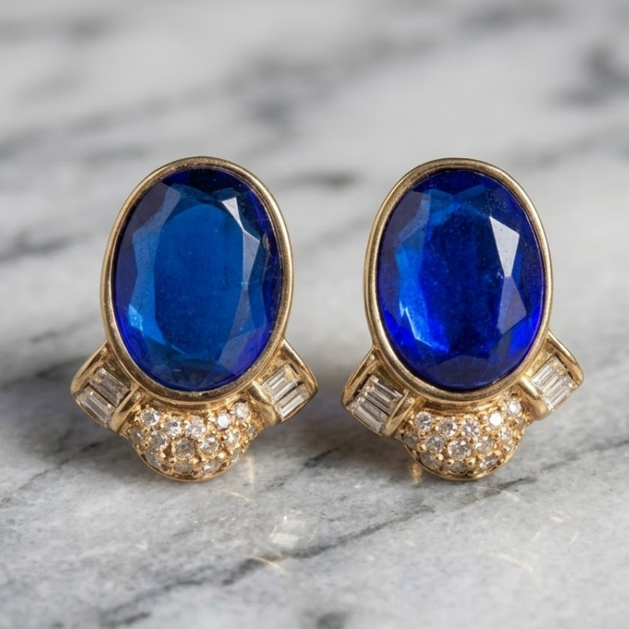 Glam Blue Crystal Earrings