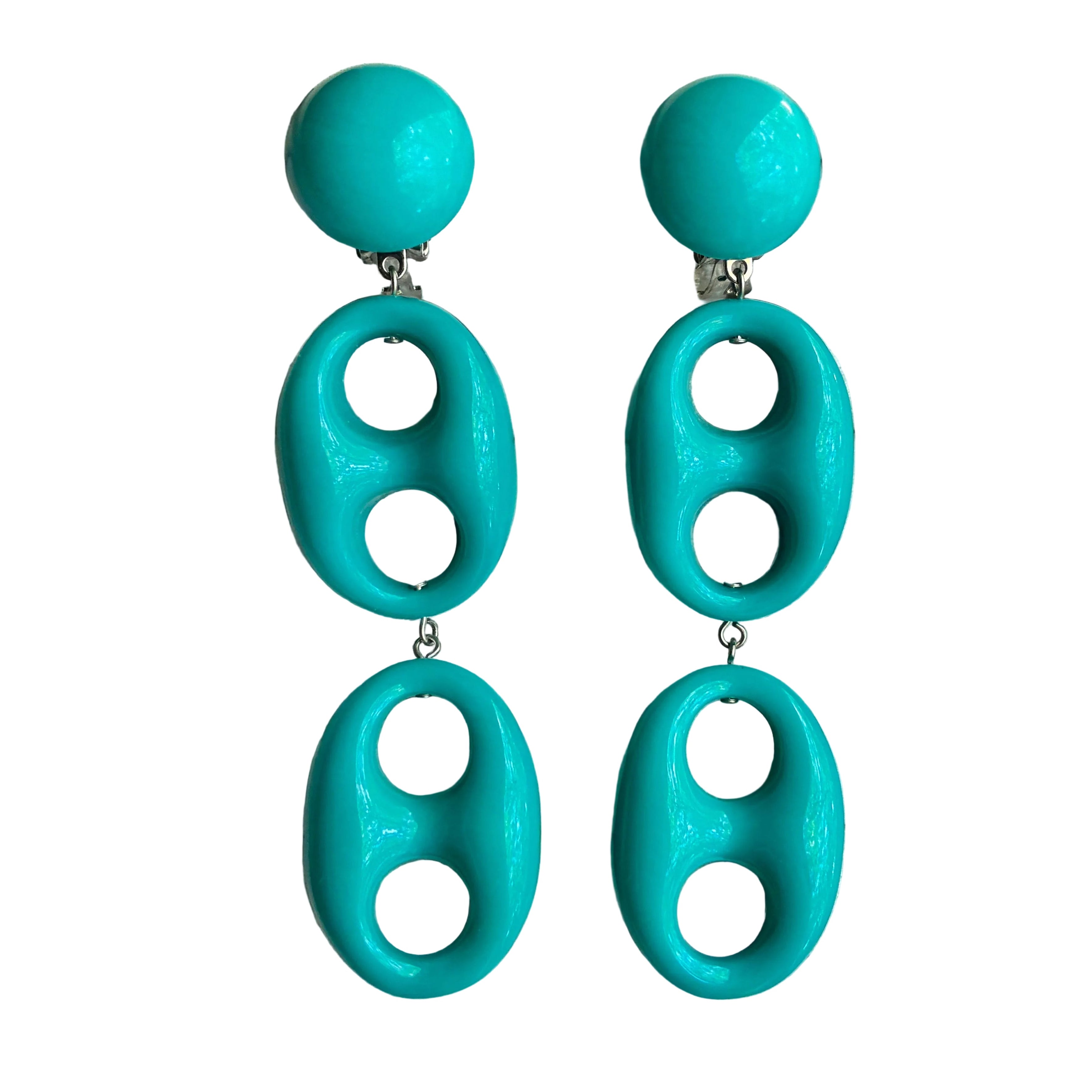 Turquoise Mariner Link Clip-On Earrings