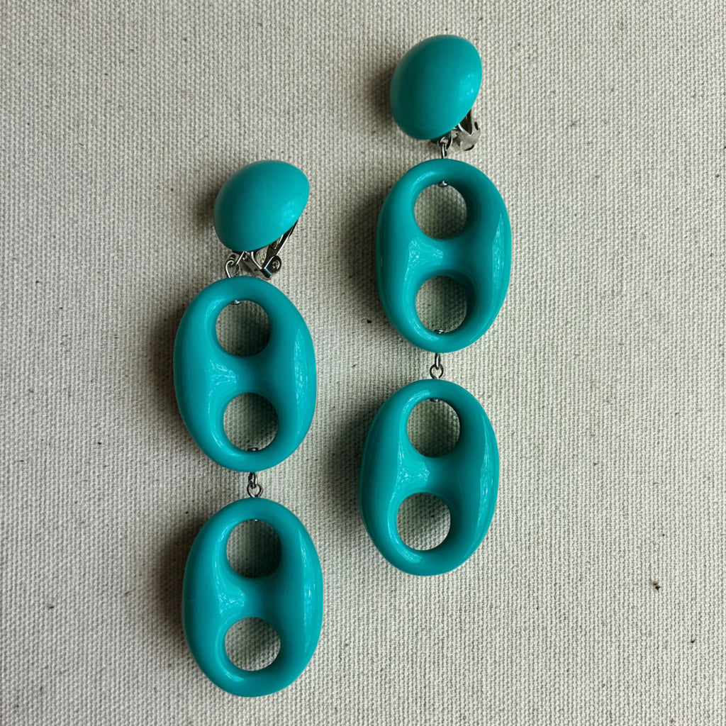 Turquoise Mariner Link Clip-On Earrings
