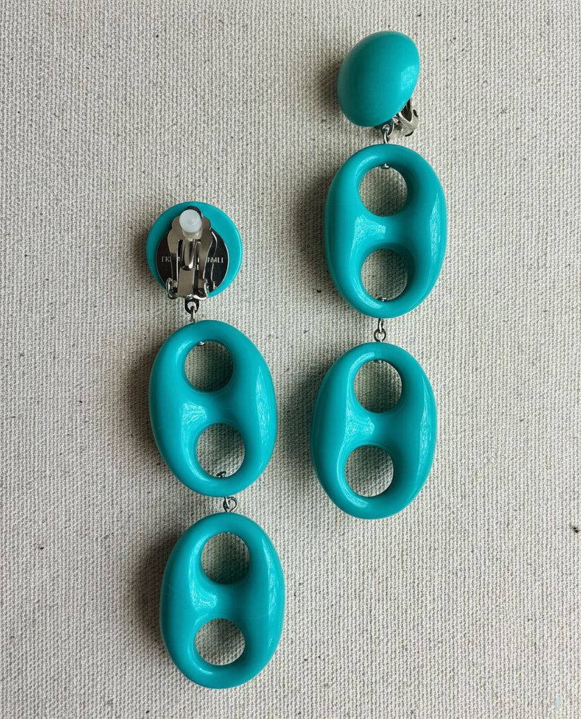 Turquoise Mariner Link Clip-On Earrings
