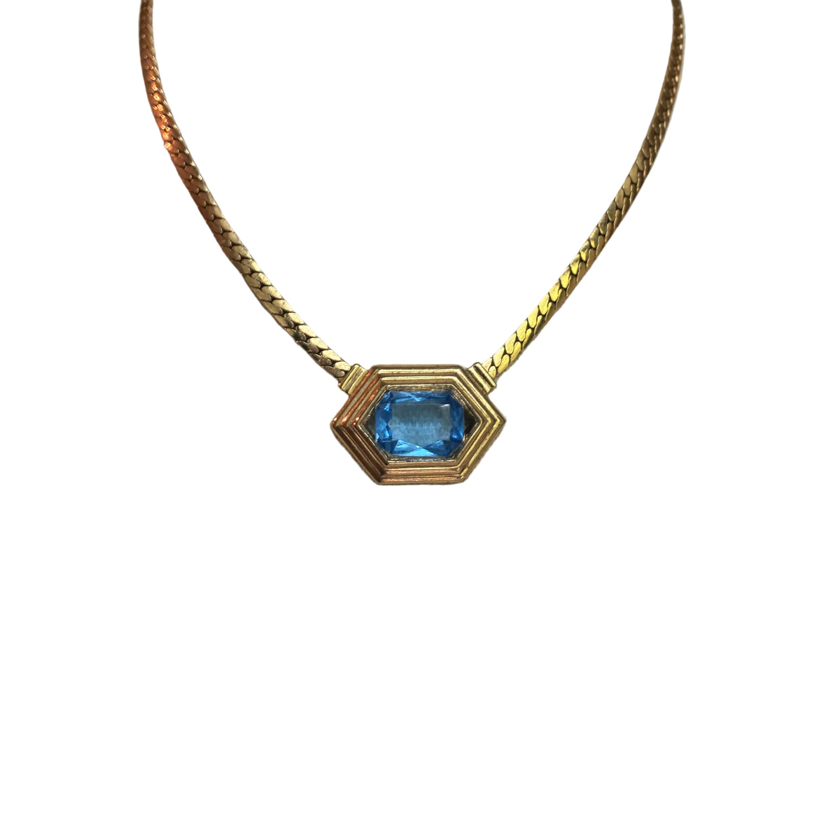 Vintage Designer Nina Ricci Necklace with Blue Crystal