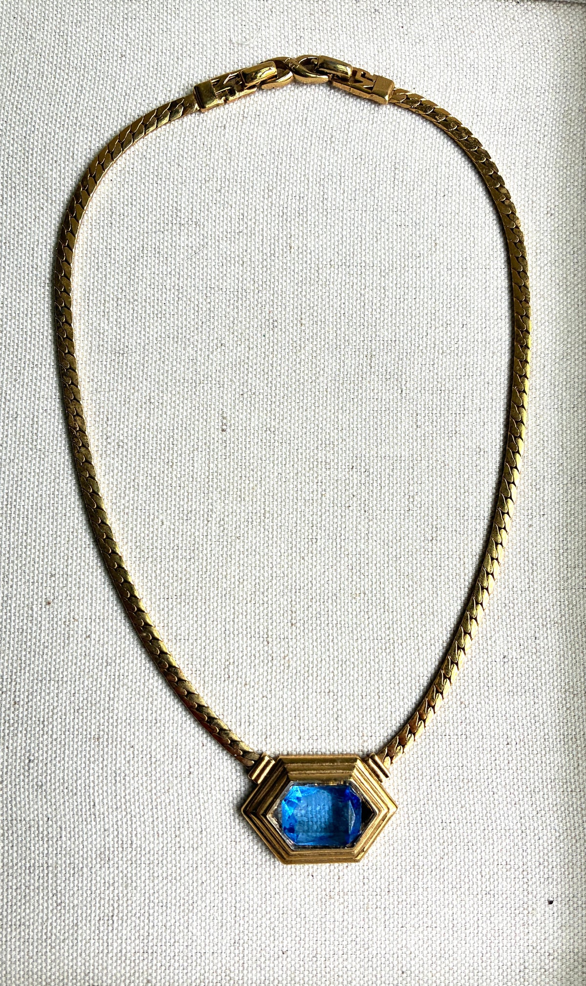 Vintage Designer Nina Ricci Necklace with Blue Crystal