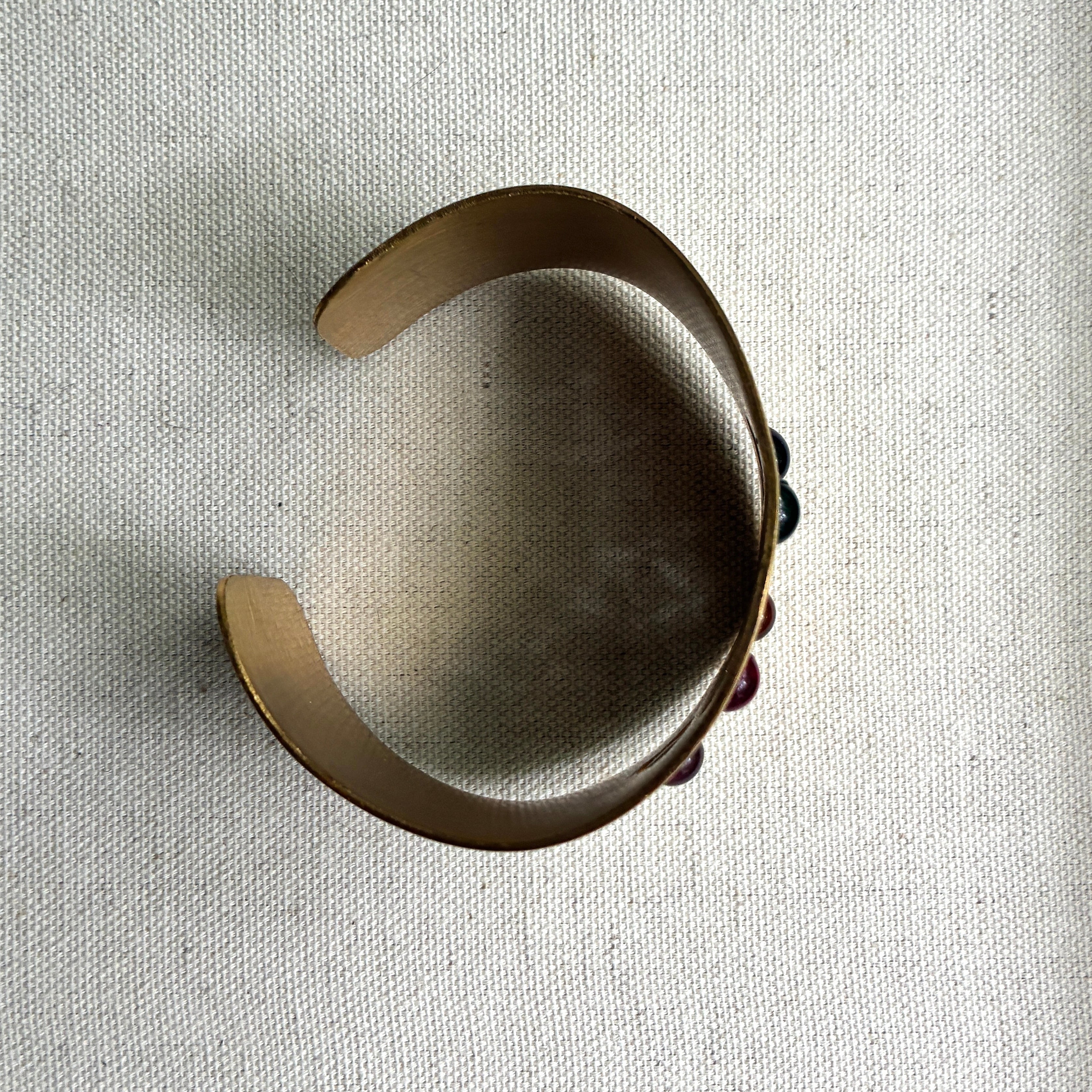 Vintage French 89s Gold-tone Multistone Cuff Bracelet
