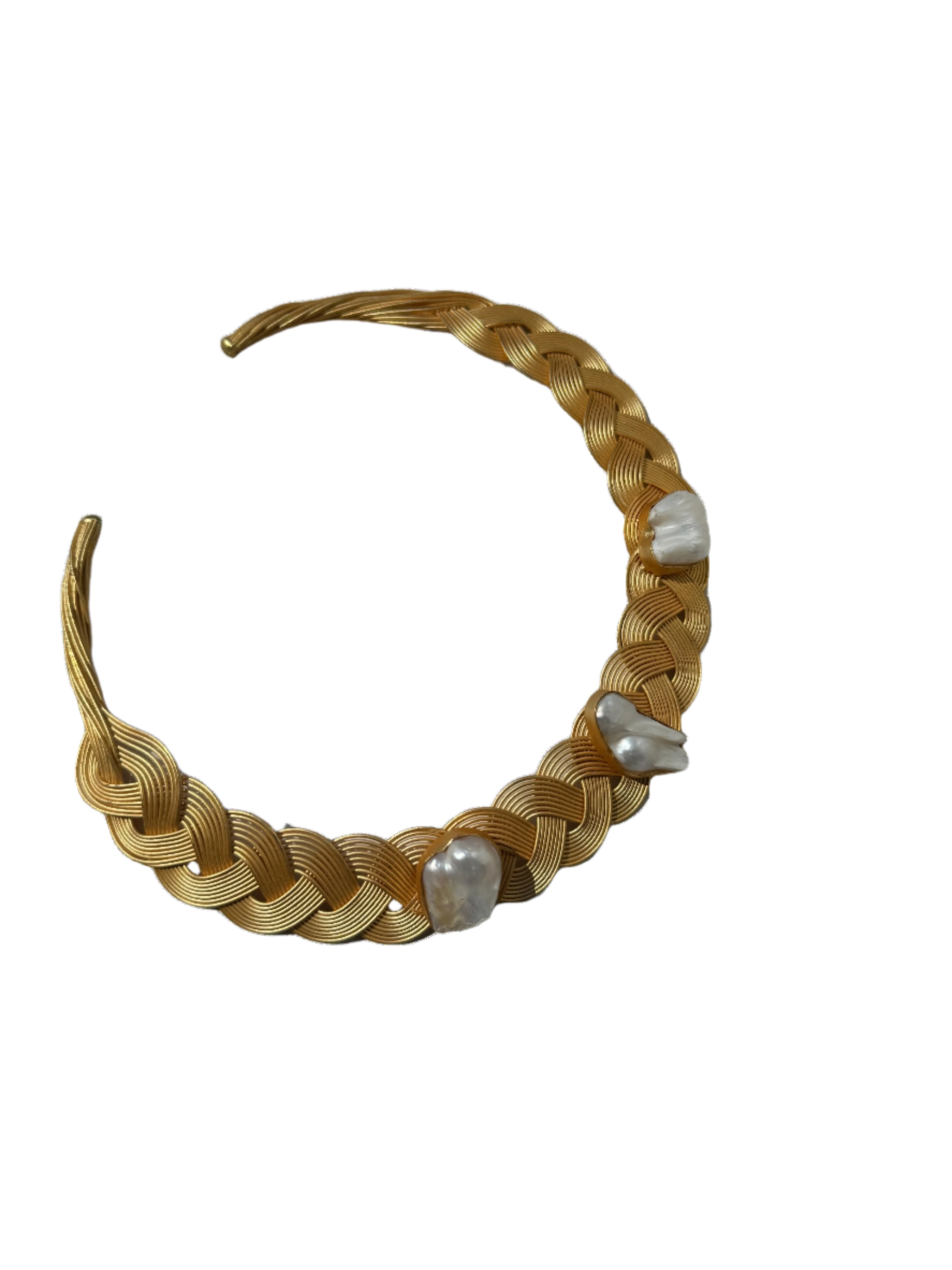 Baroque Pearl Gold Woven Collar Necklace