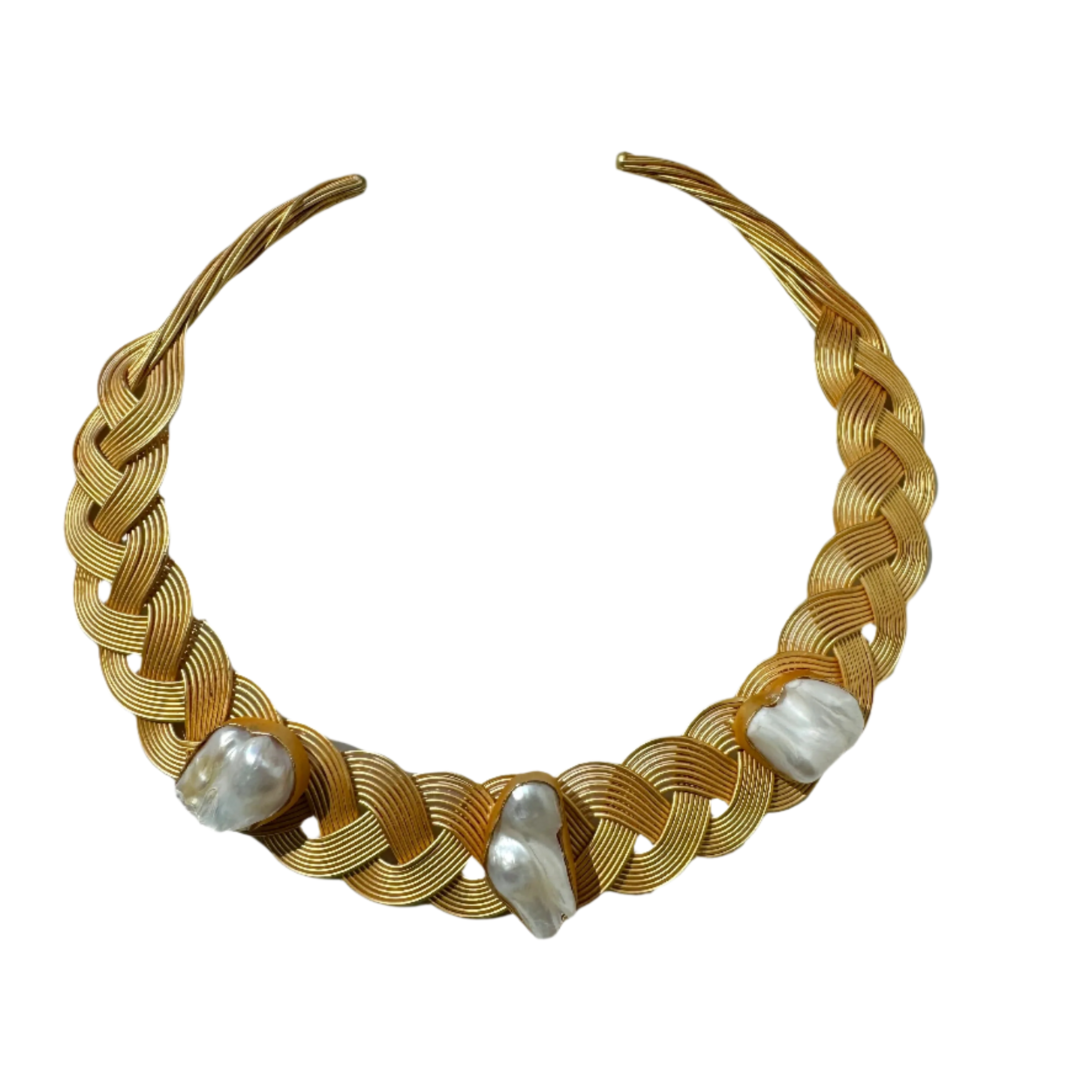 Baroque Pearl Gold Woven Collar Necklace