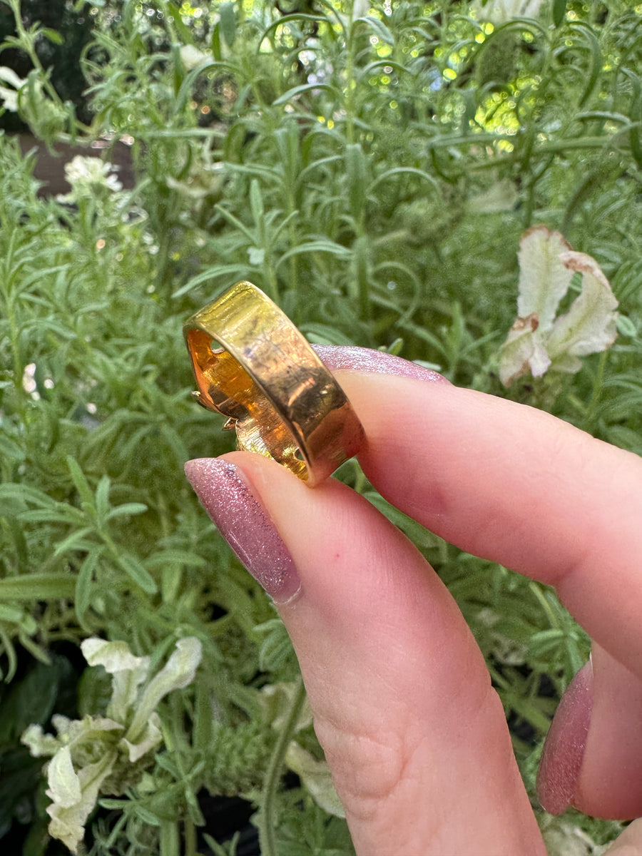 Vintage Crystal Butterfly Ring Size 5