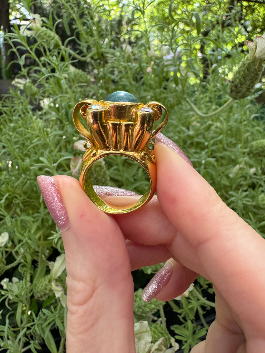 Vintage French Vessel Gold Ring Size 5.5