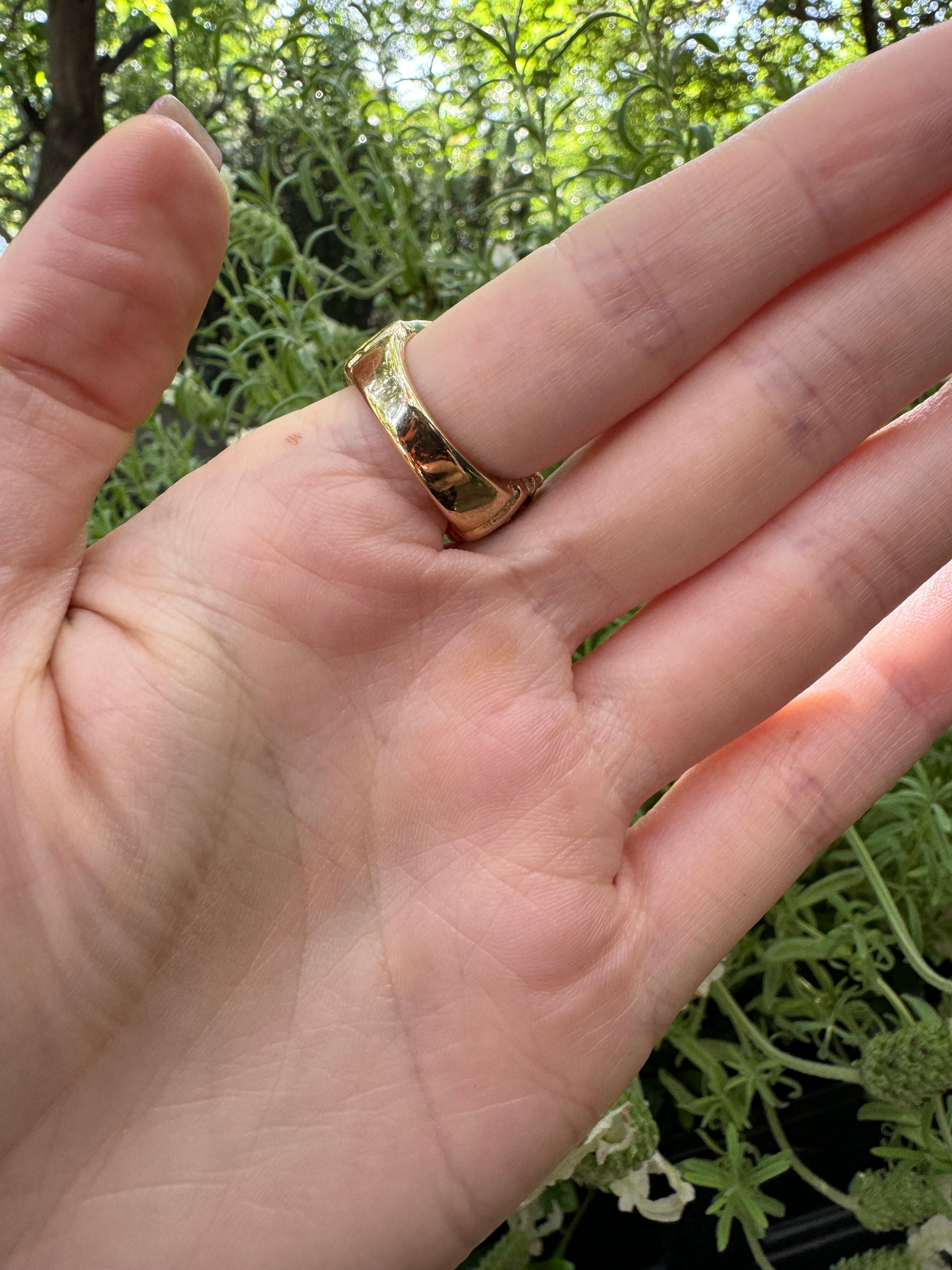 Blue Enamel Woven Gold Plate Ring Size 6.5