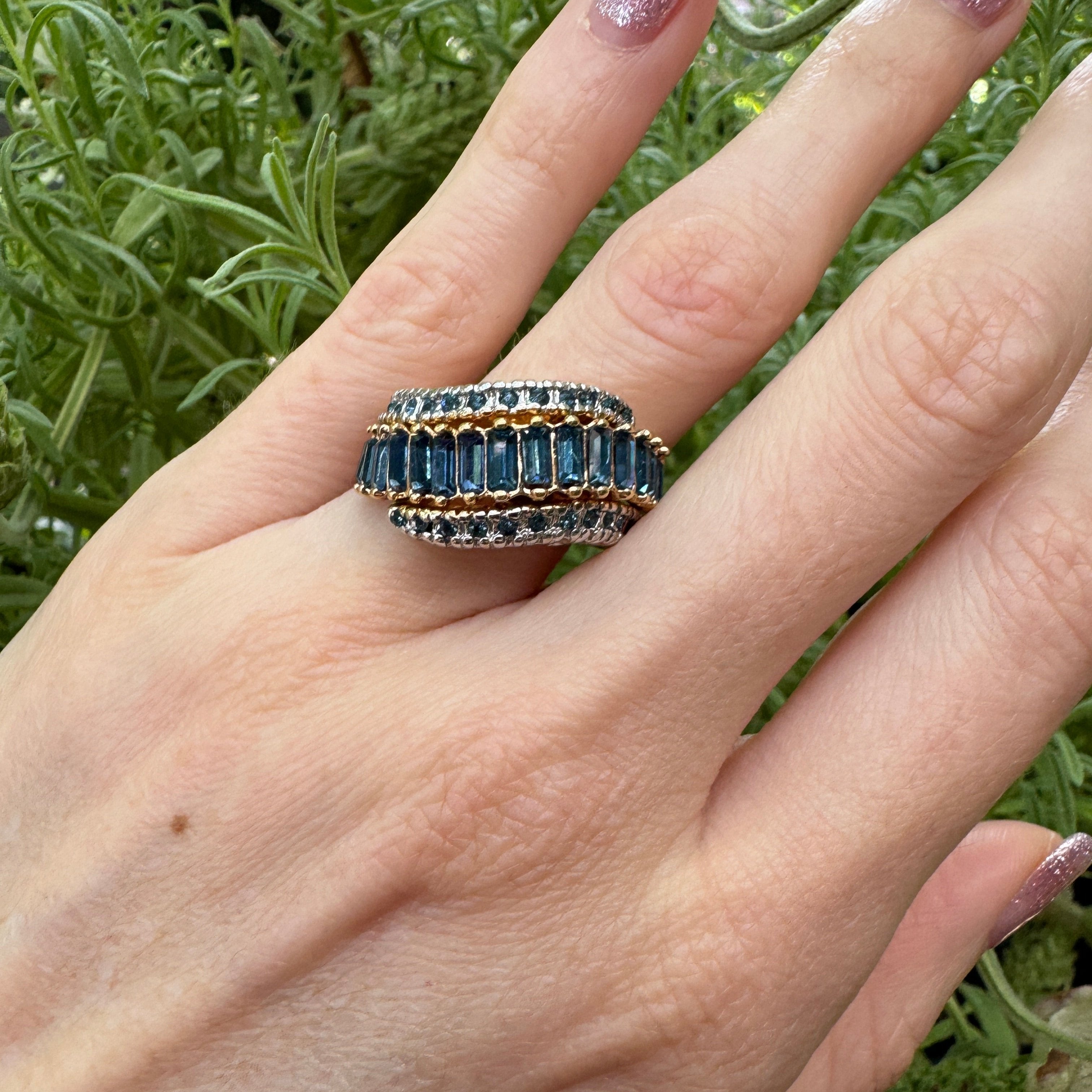 Blue Crystal Wave Ring Size 5