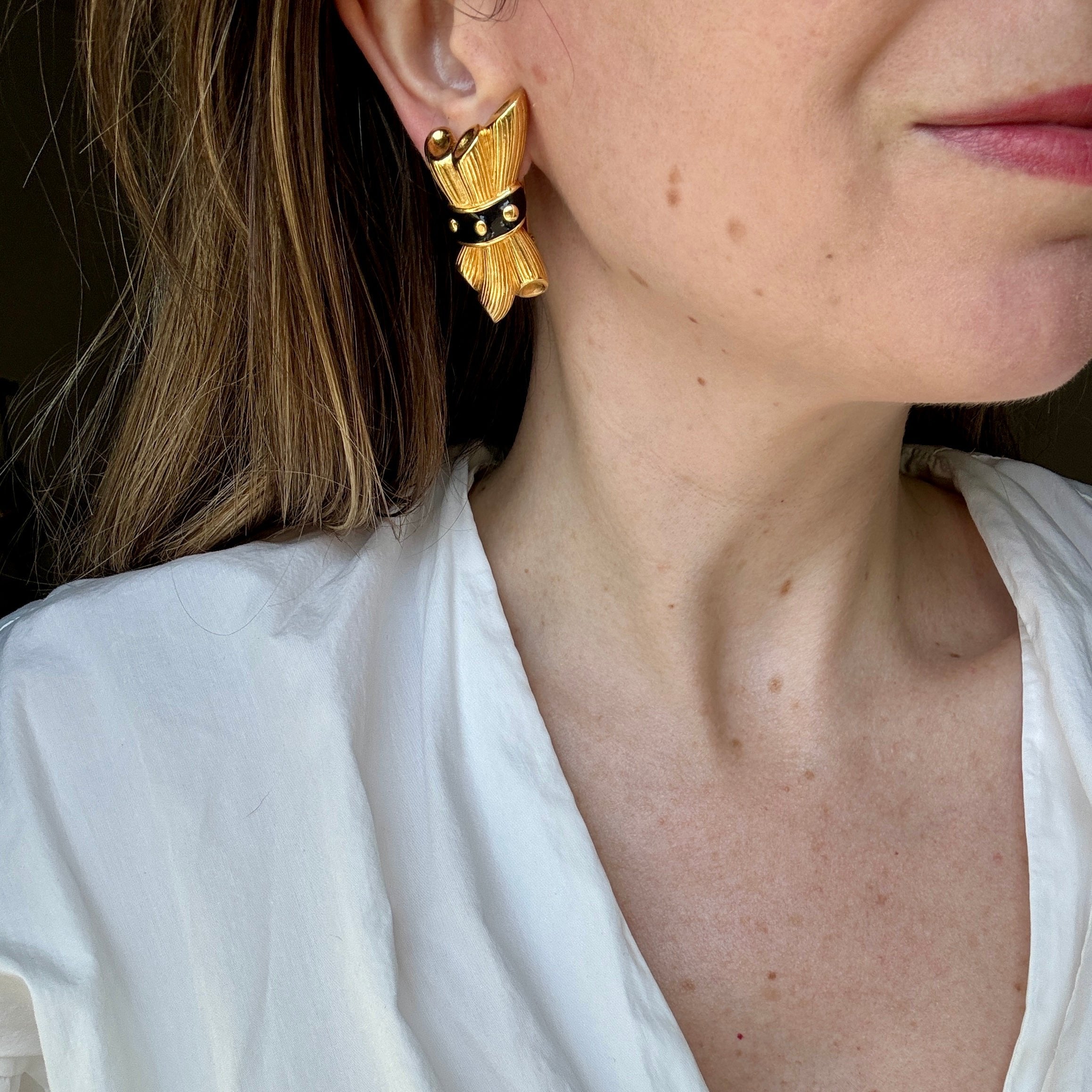 Fendi 1980s Gold Wheat Clip-On Earrings