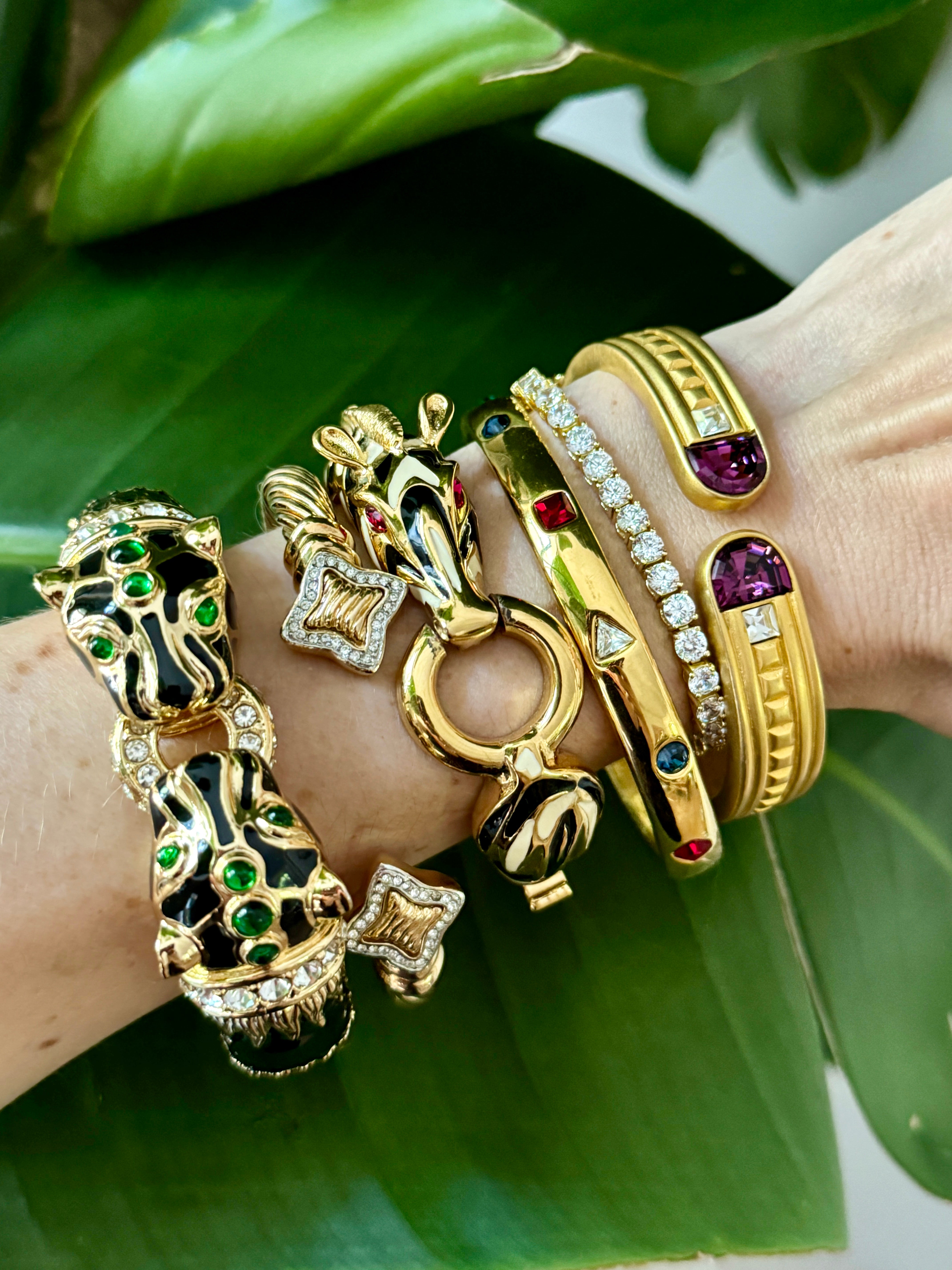 Givenchy Etruscan Brushed Gold Purple Crystal Bracelet