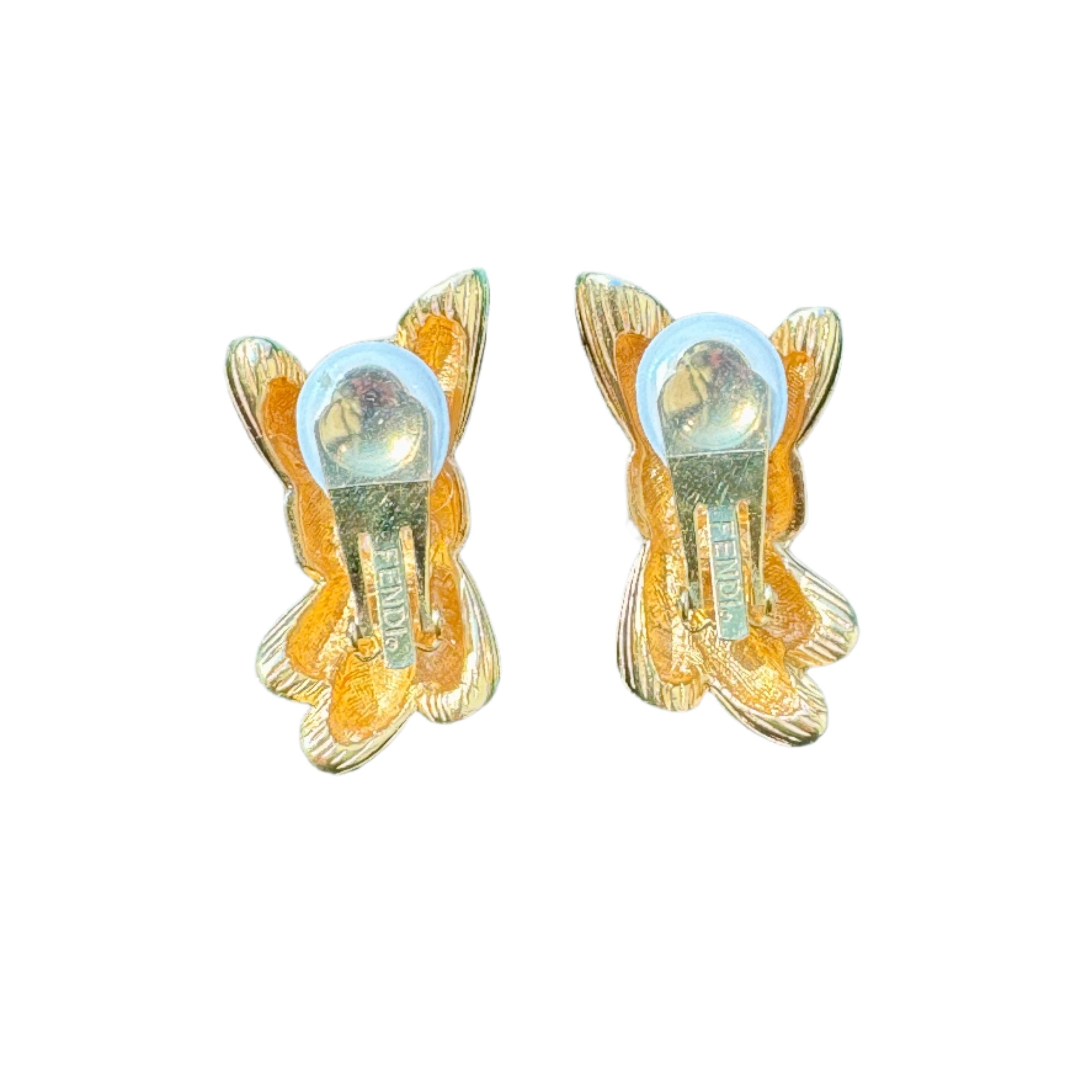 Fendi 1980s Gold Wheat Clip-On Earrings