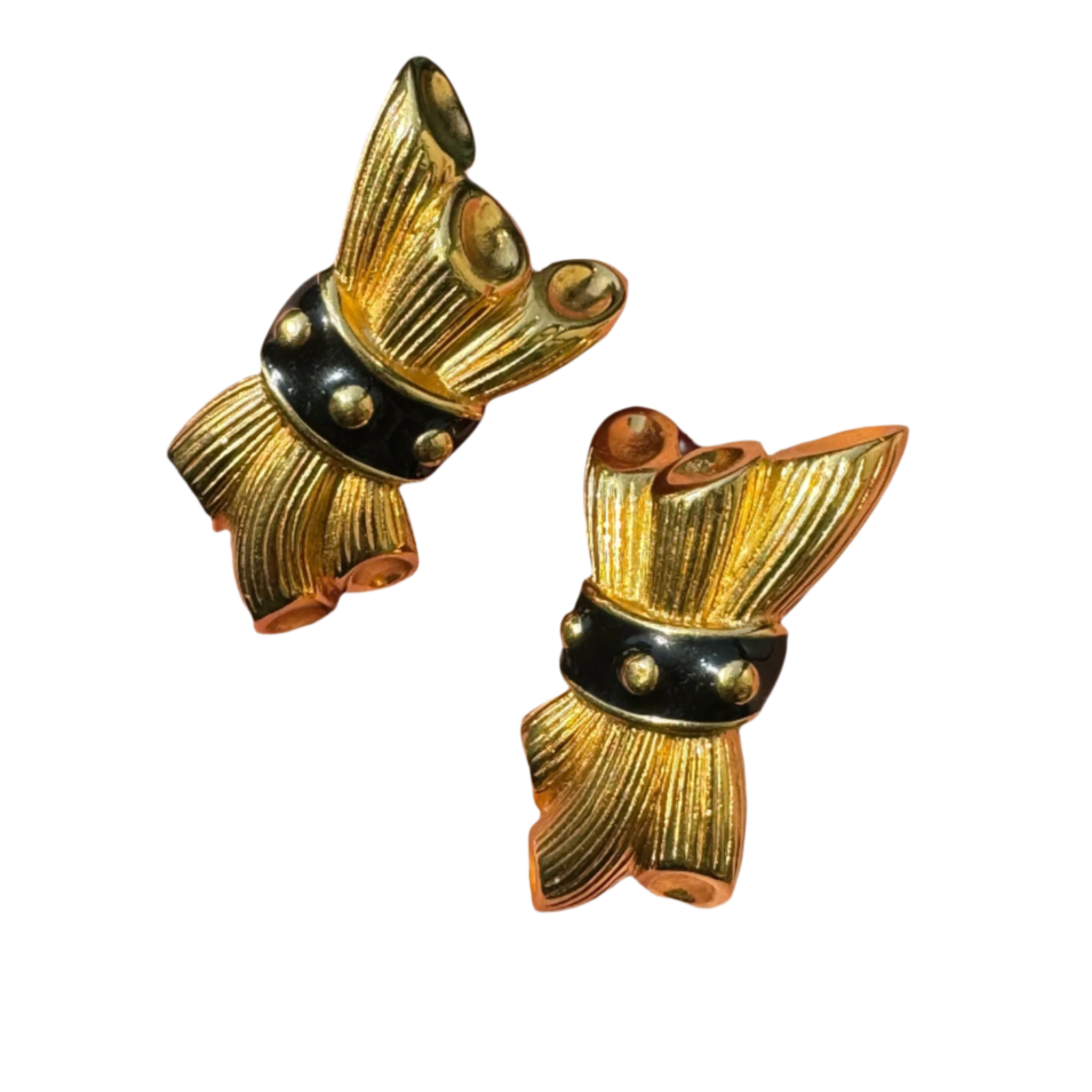 Fendi 1980s Gold Wheat Clip-On Earrings