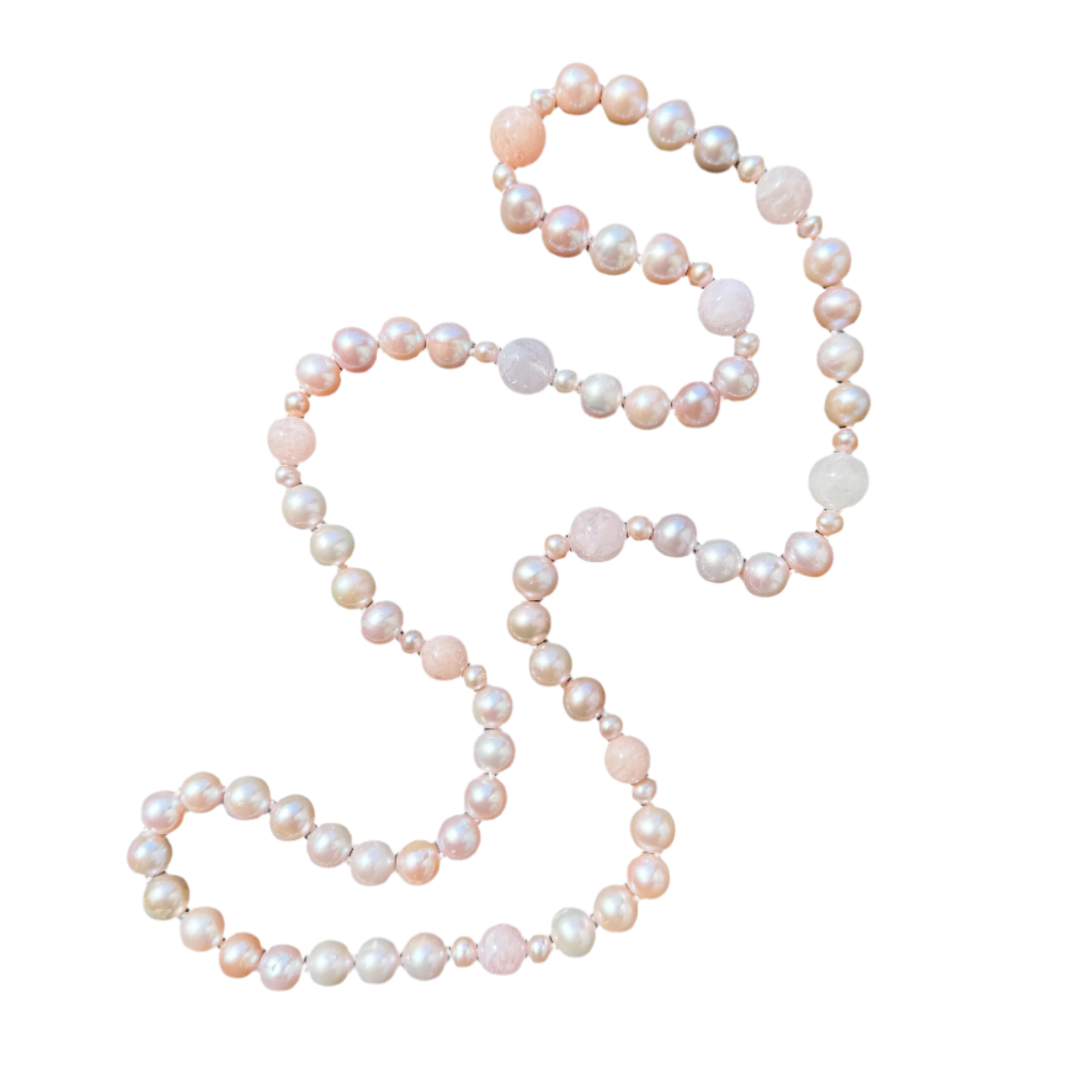 Genuine Pink Pearl and Rose Quartz Necklace