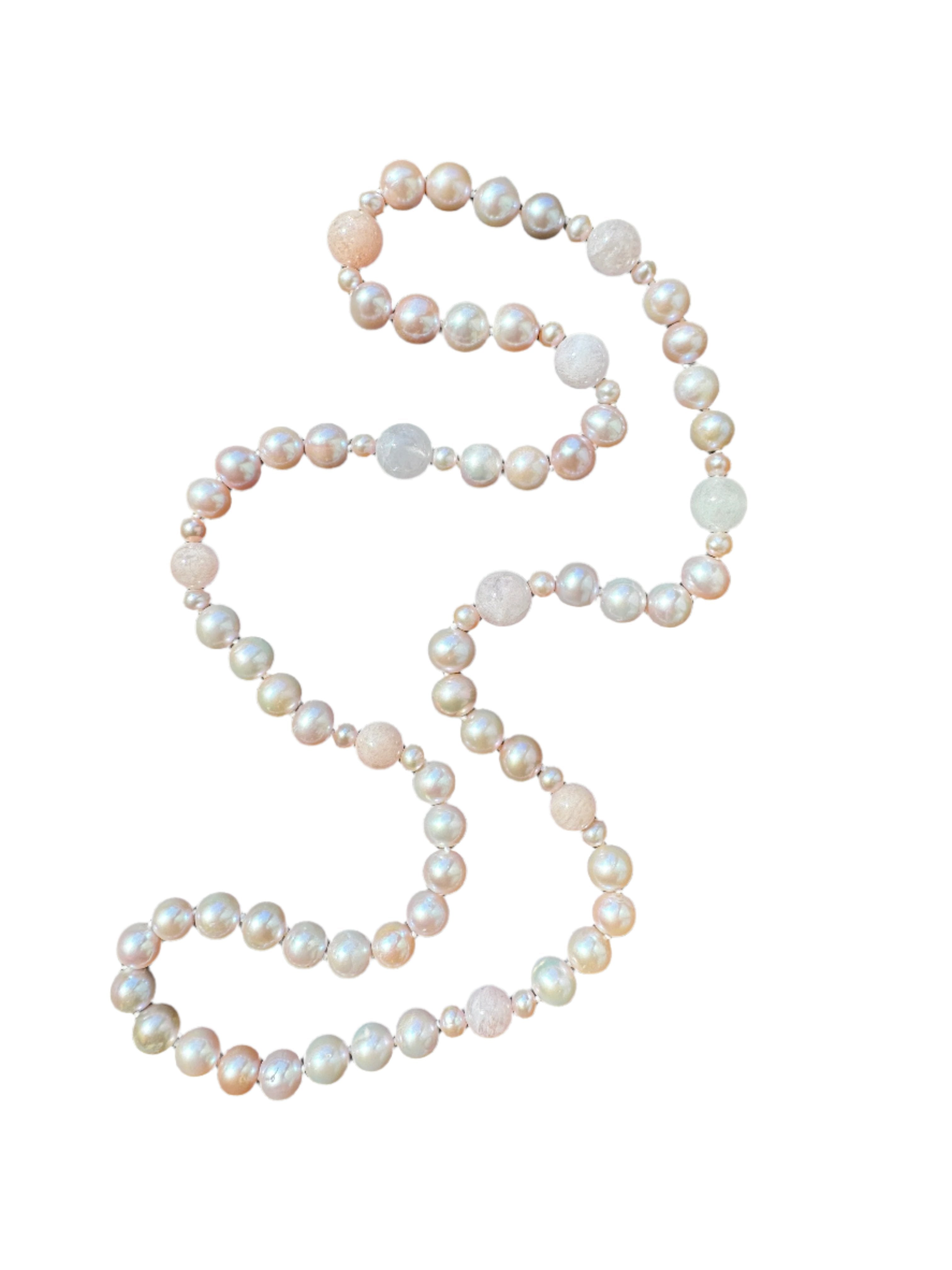 Genuine Pink Pearl and Rose Quartz Necklace