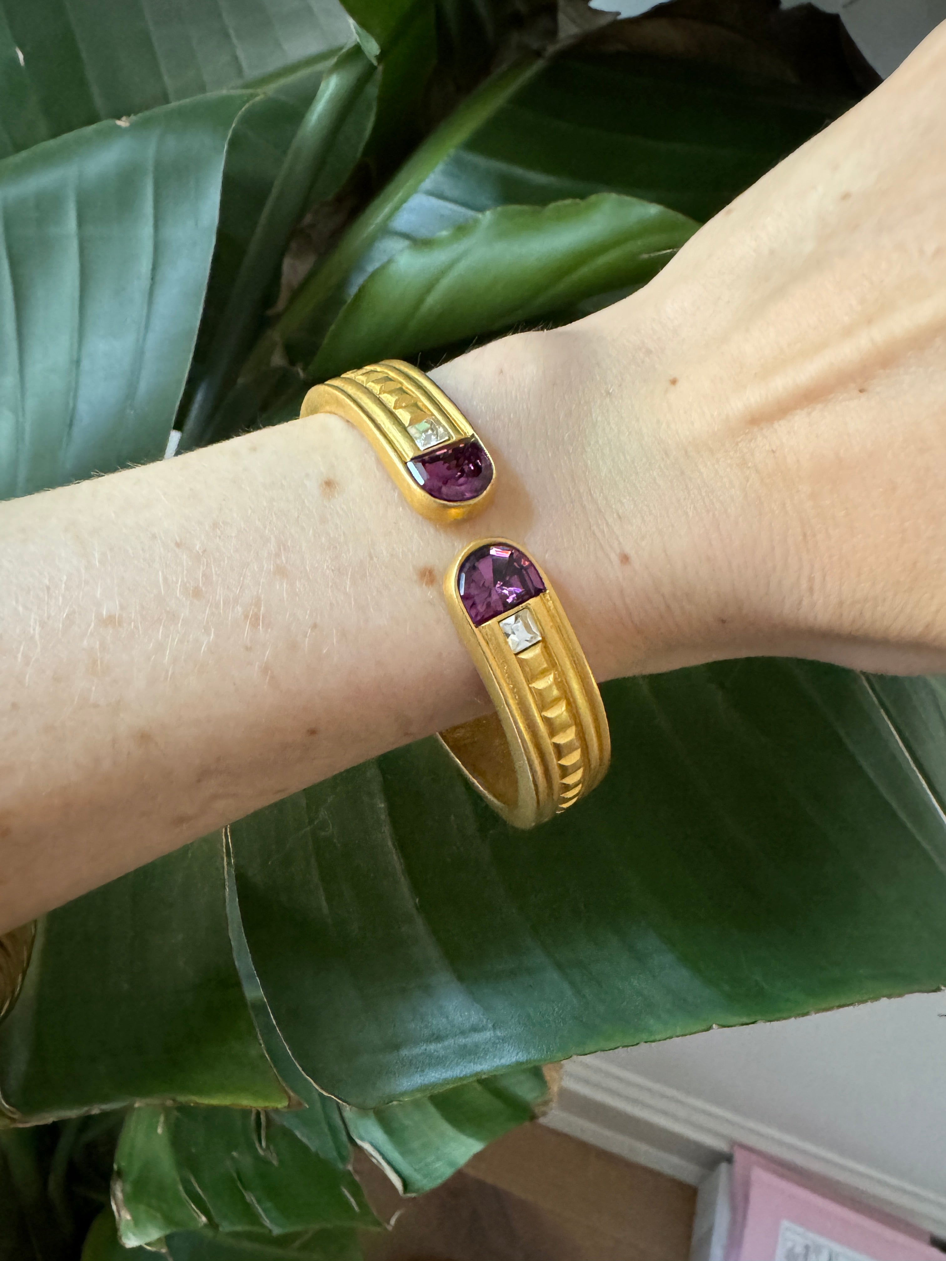 Givenchy Etruscan Brushed Gold Purple Crystal Bracelet