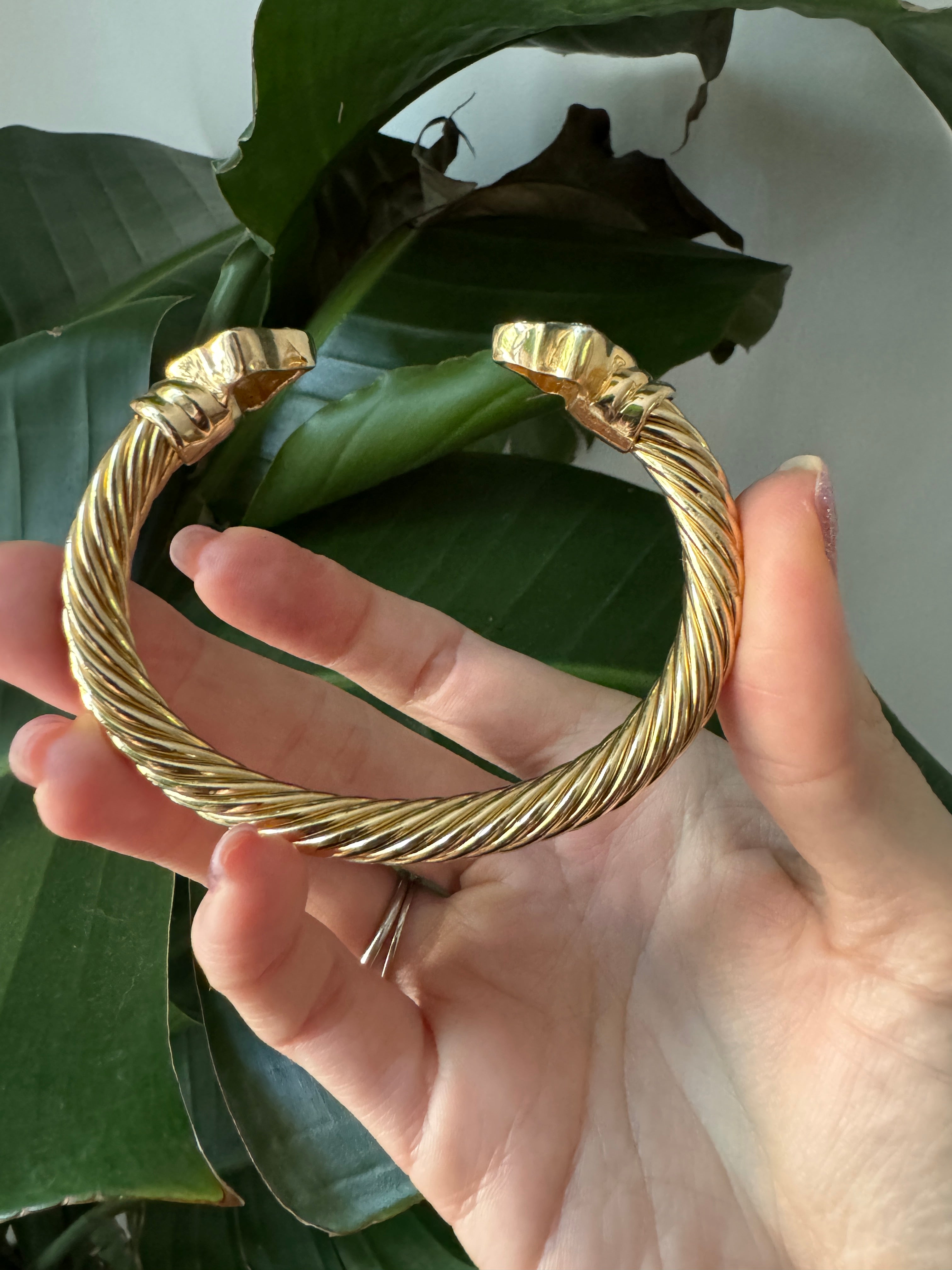 90s 18K Gold Plate Twisted Torque Bracelet