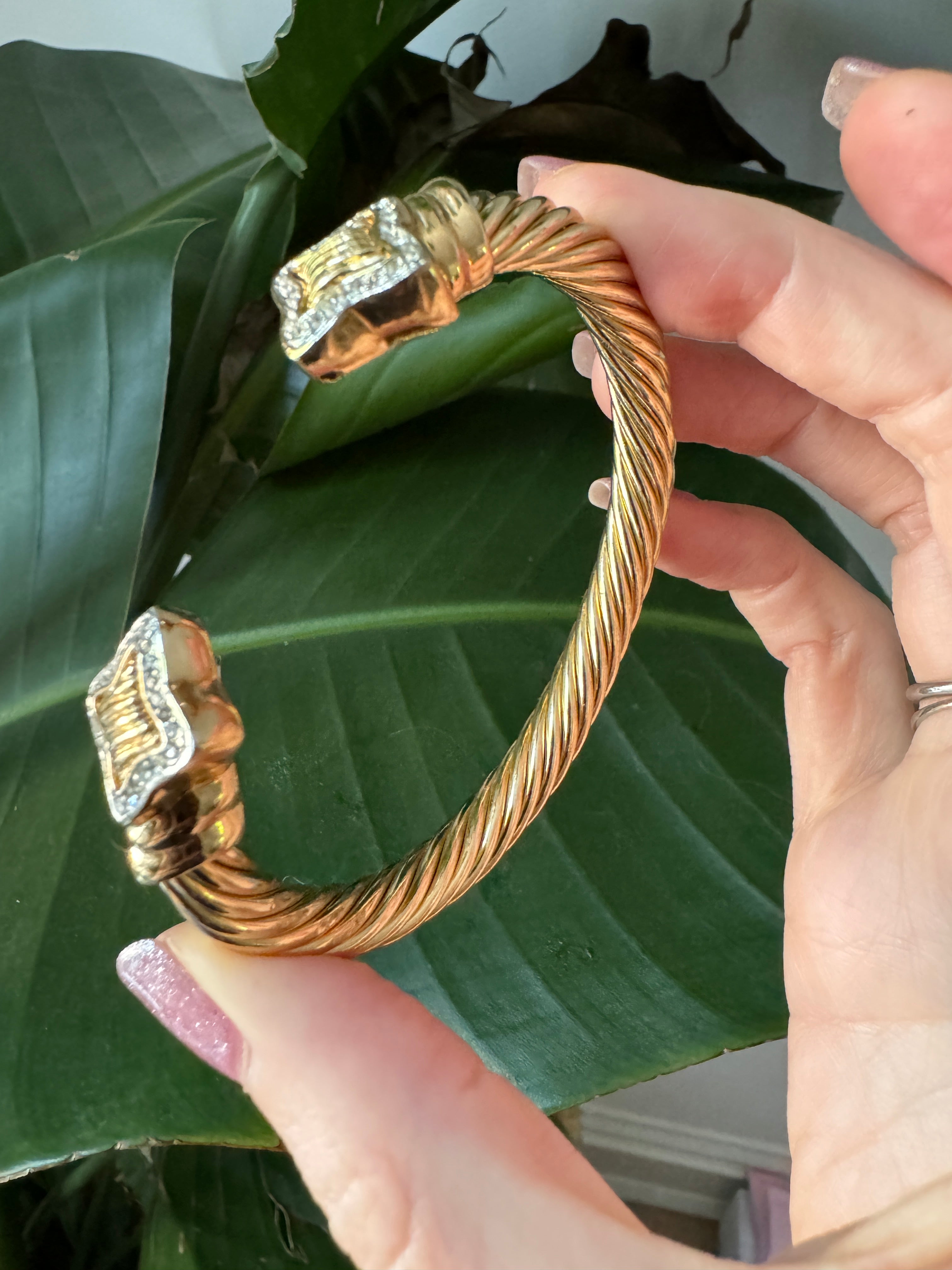 90s 18K Gold Plate Twisted Torque Bracelet