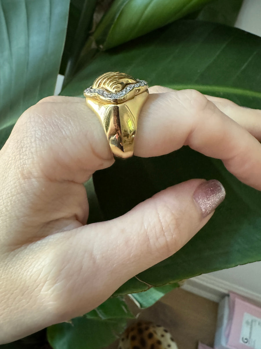 18K Gold Plate Signet Statement Ring Size 7