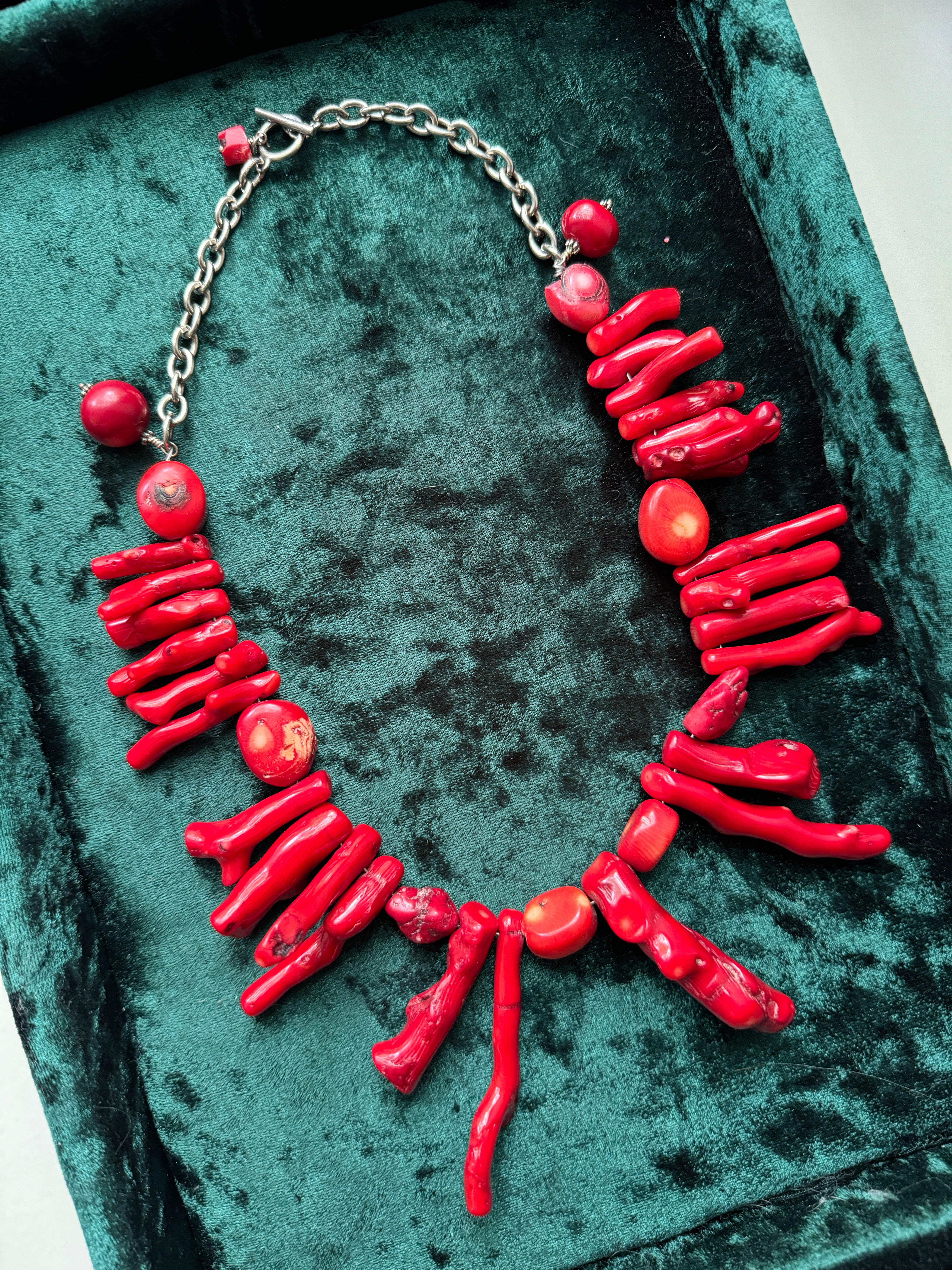 90s Genuine Red Coral Statement Necklace