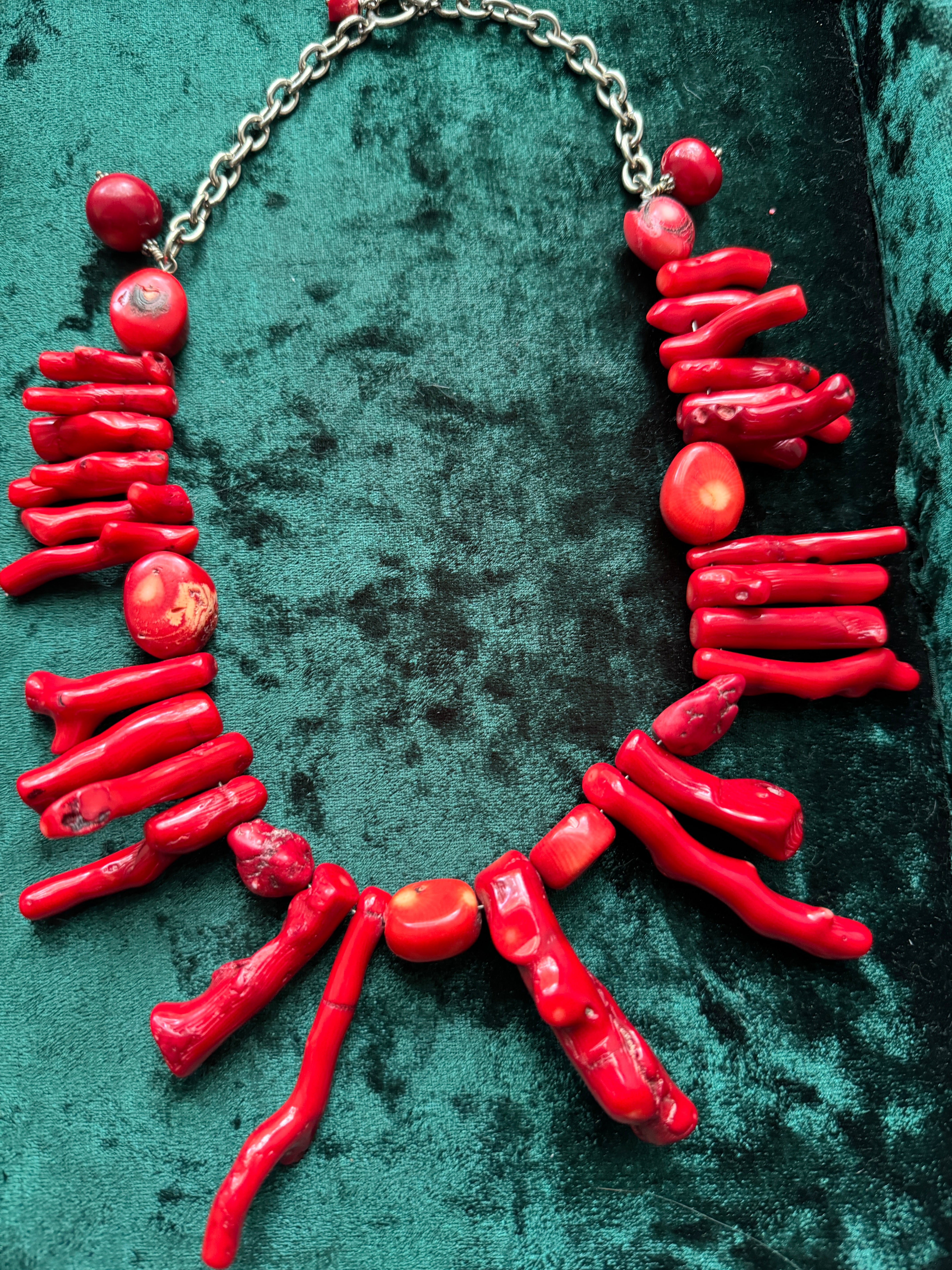 90s Genuine Red Coral Statement Necklace