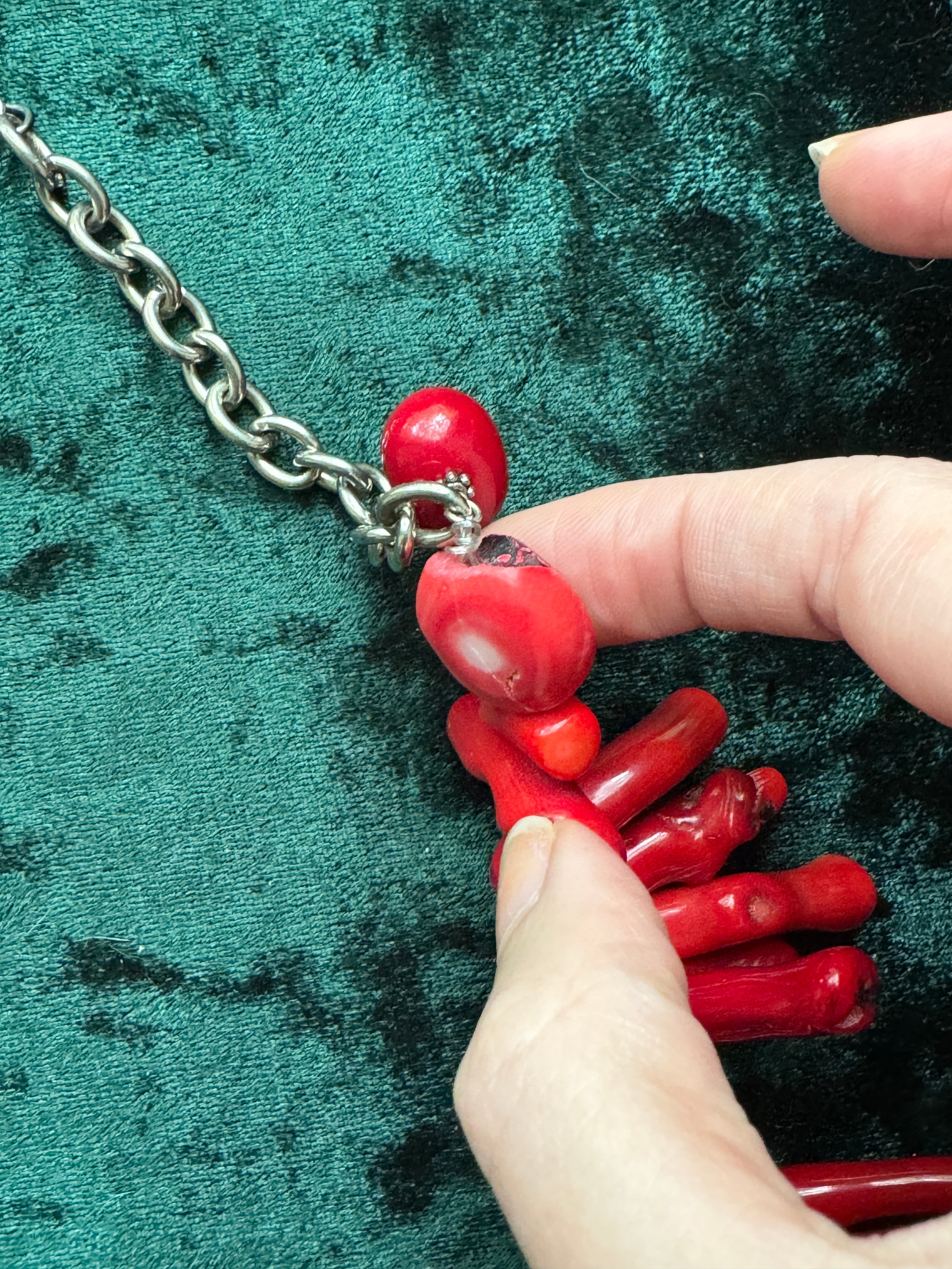 90s Genuine Red Coral Statement Necklace