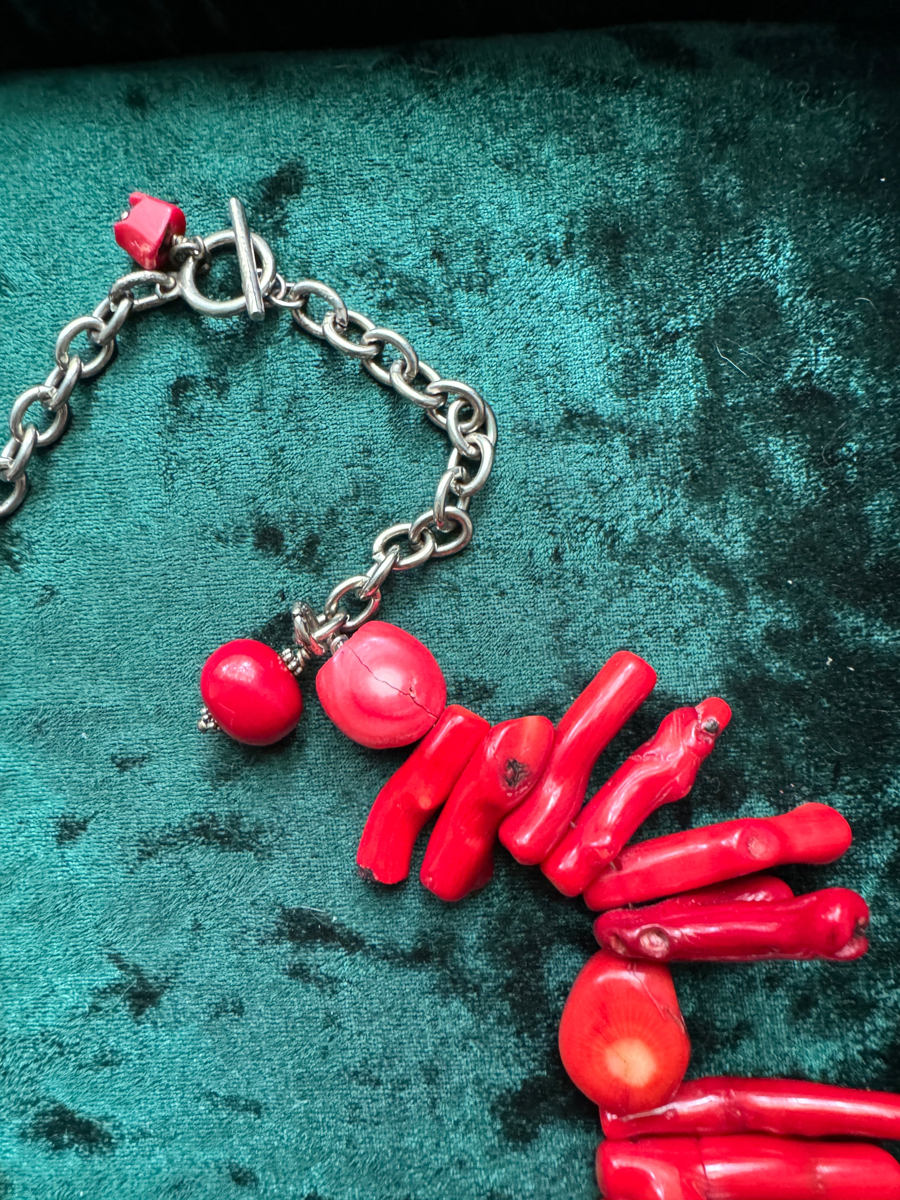 90s Genuine Red Coral Statement Necklace