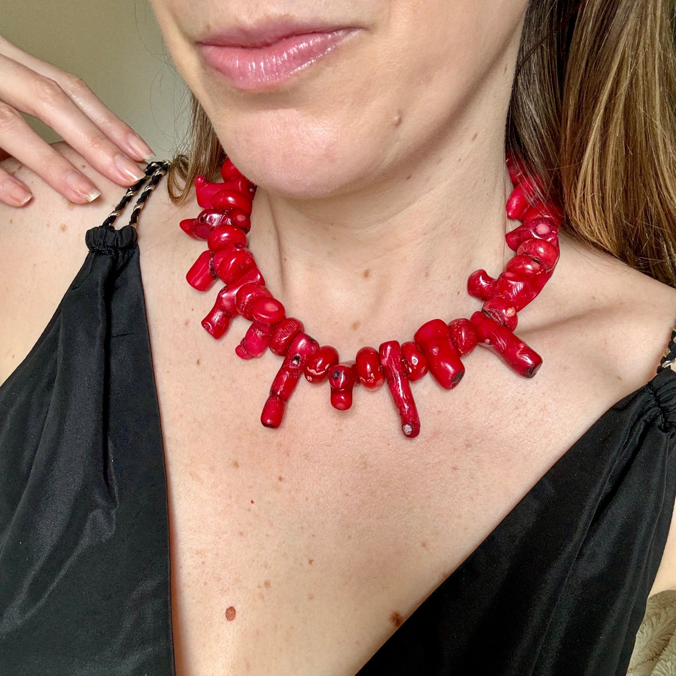 16-Inch Red Branch Coral Necklace