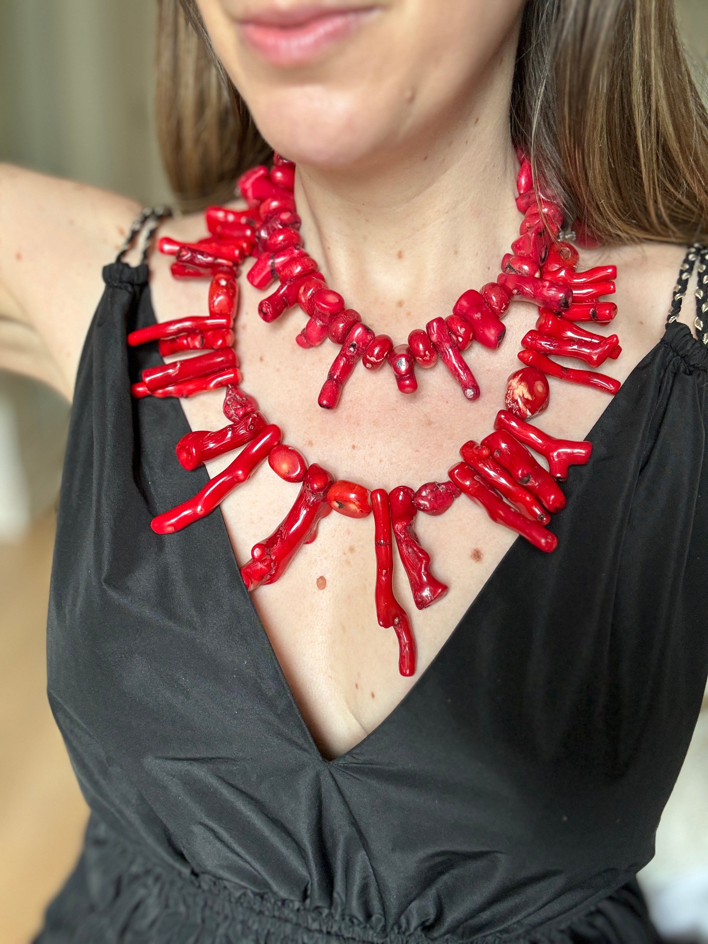 16-Inch Red Branch Coral Necklace